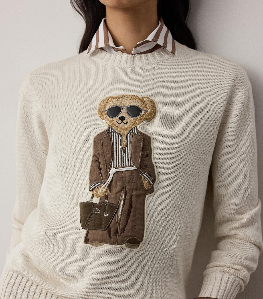 Ralph Lauren Collection Womens Silk Polo Bear Sweater Lux Cream Image 6