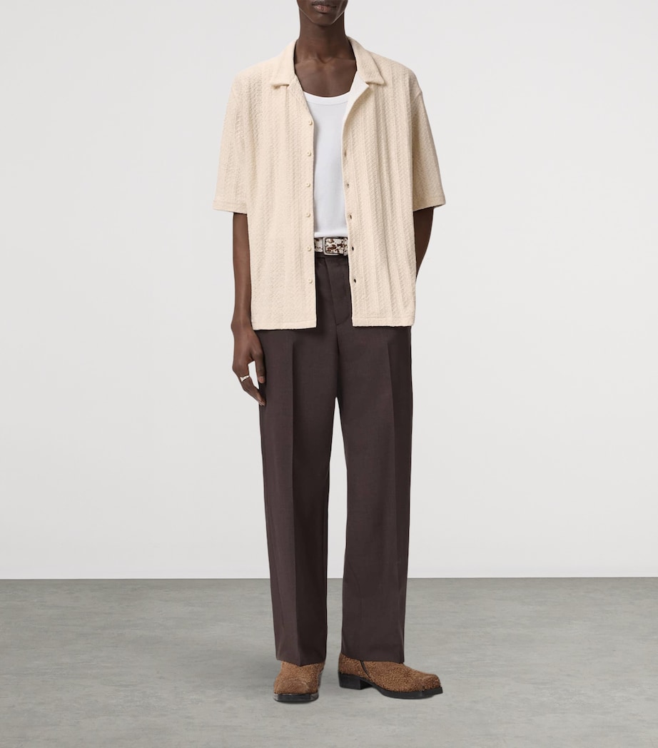 AllSaints Mens Knitted Trace Shirt Cottage White Image 2