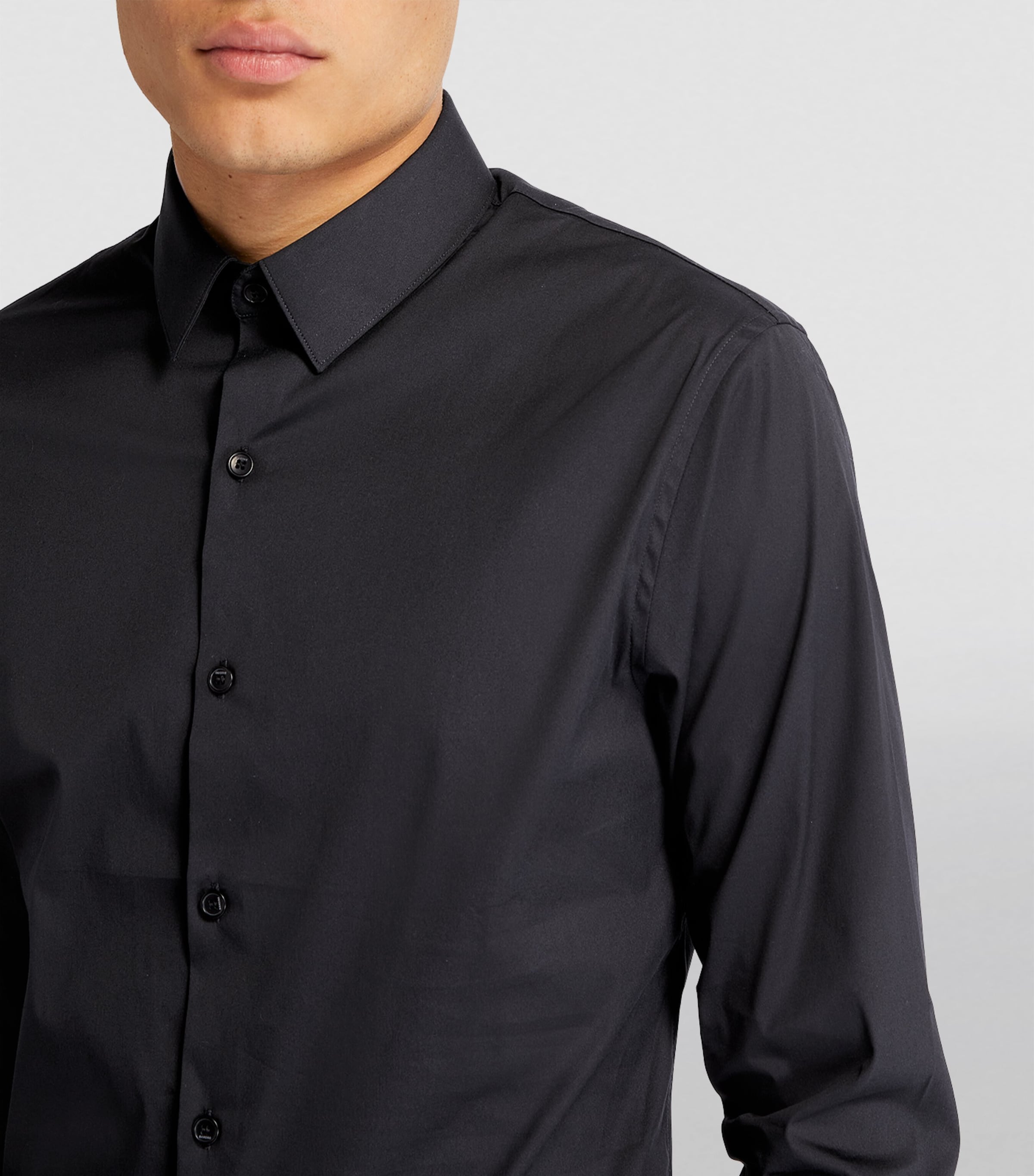 Cotton-Blend Long-Sleeve Shirt BLACK Image 6