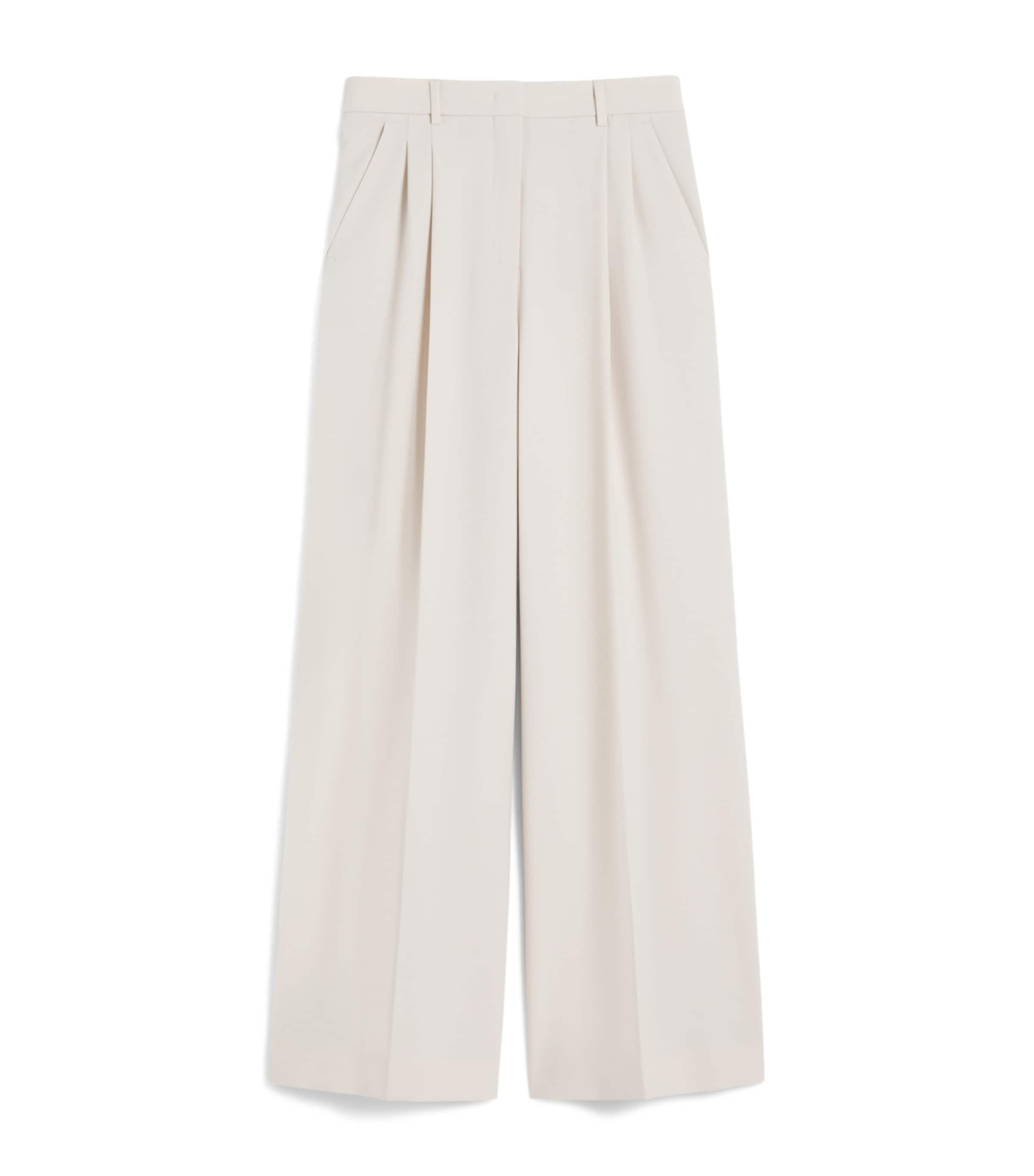 Weekend Max Mara Womens Virgin Wool Wide-Leg Trousers Ivory Image 1