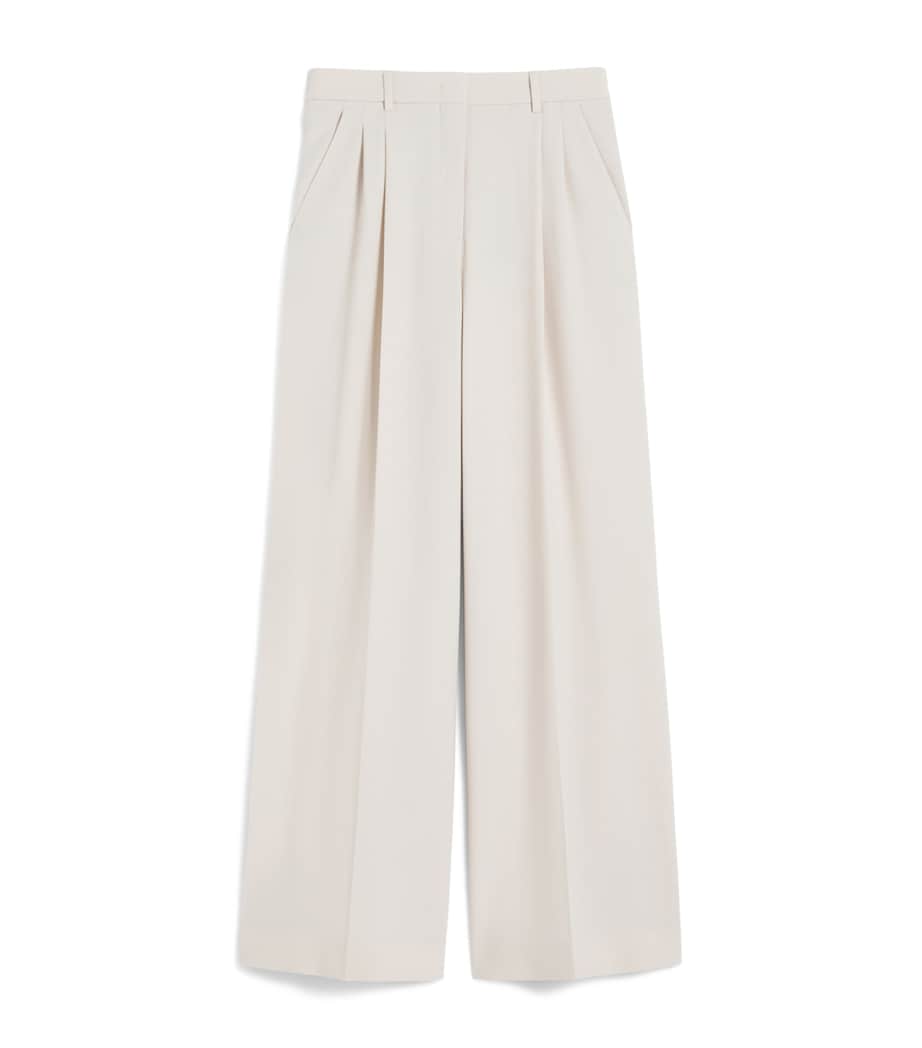 Weekend Max Mara Womens Virgin Wool Wide-Leg Trousers Ivory Image 1