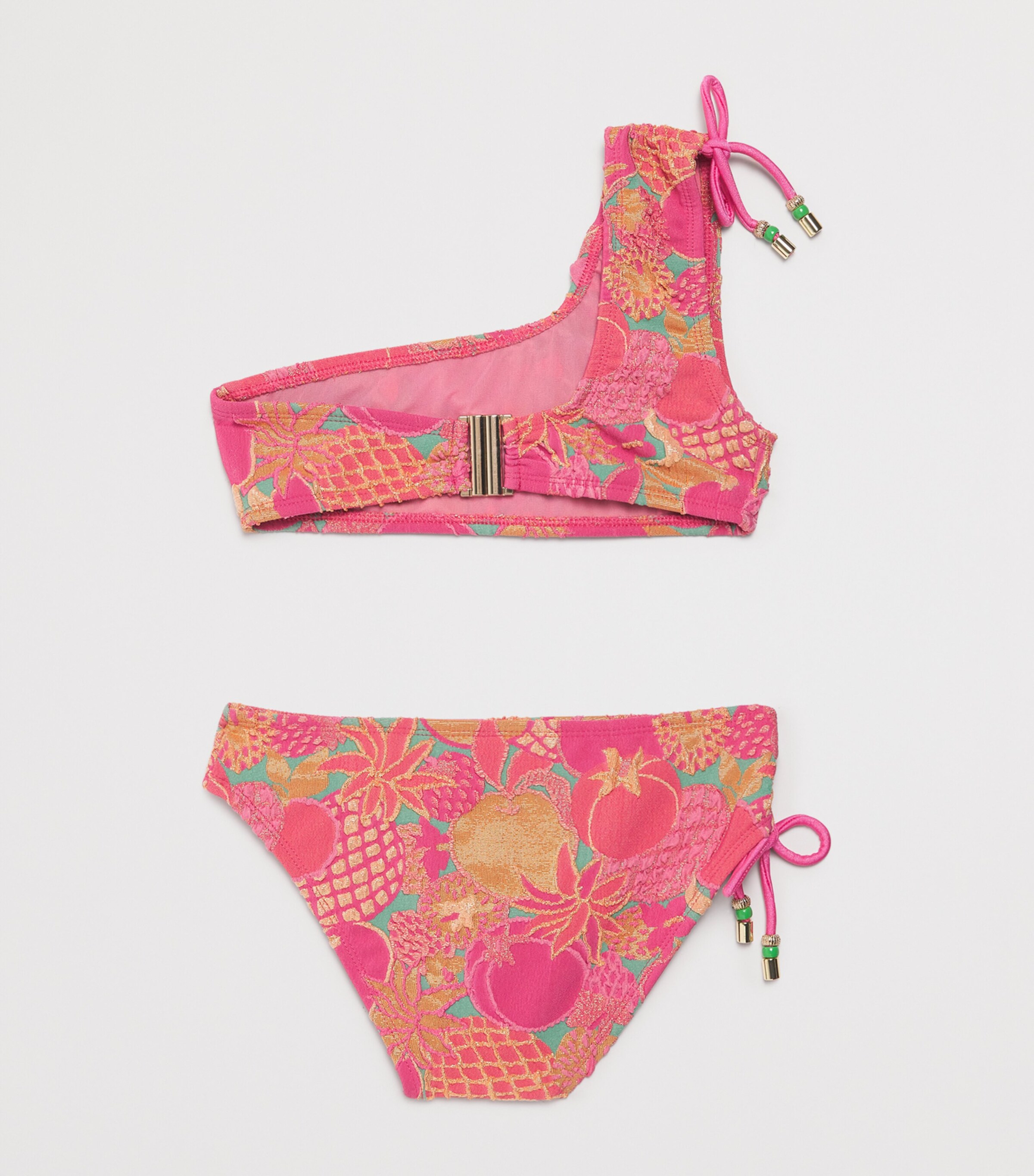 Tutti Frutti One-Shoulder Bikini (6-14 Years) ROSE-VERT-DORE Image 2