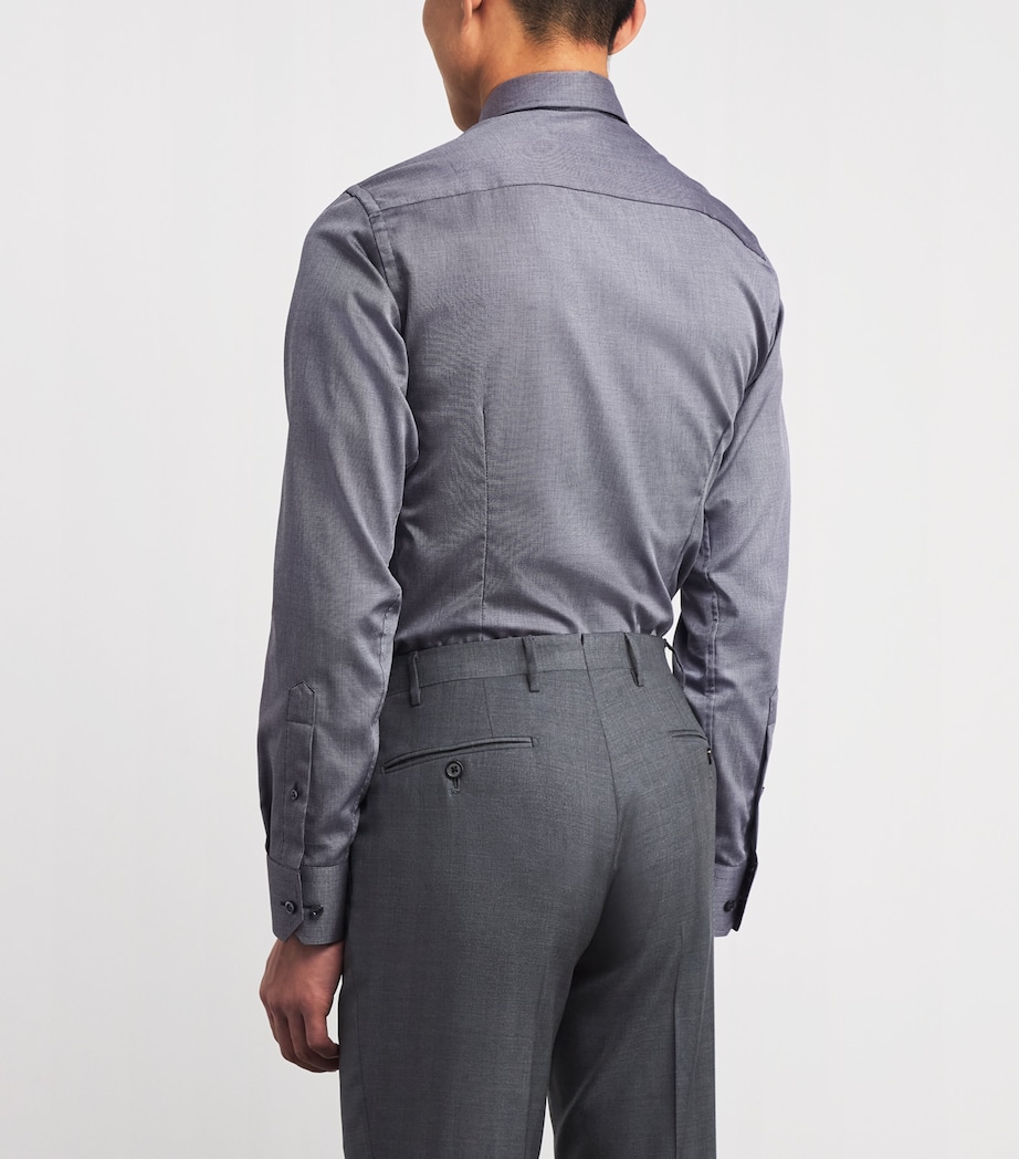 Cotton Twill Puppytooth Slim Shirt 28 NAVY BLUE Image 4