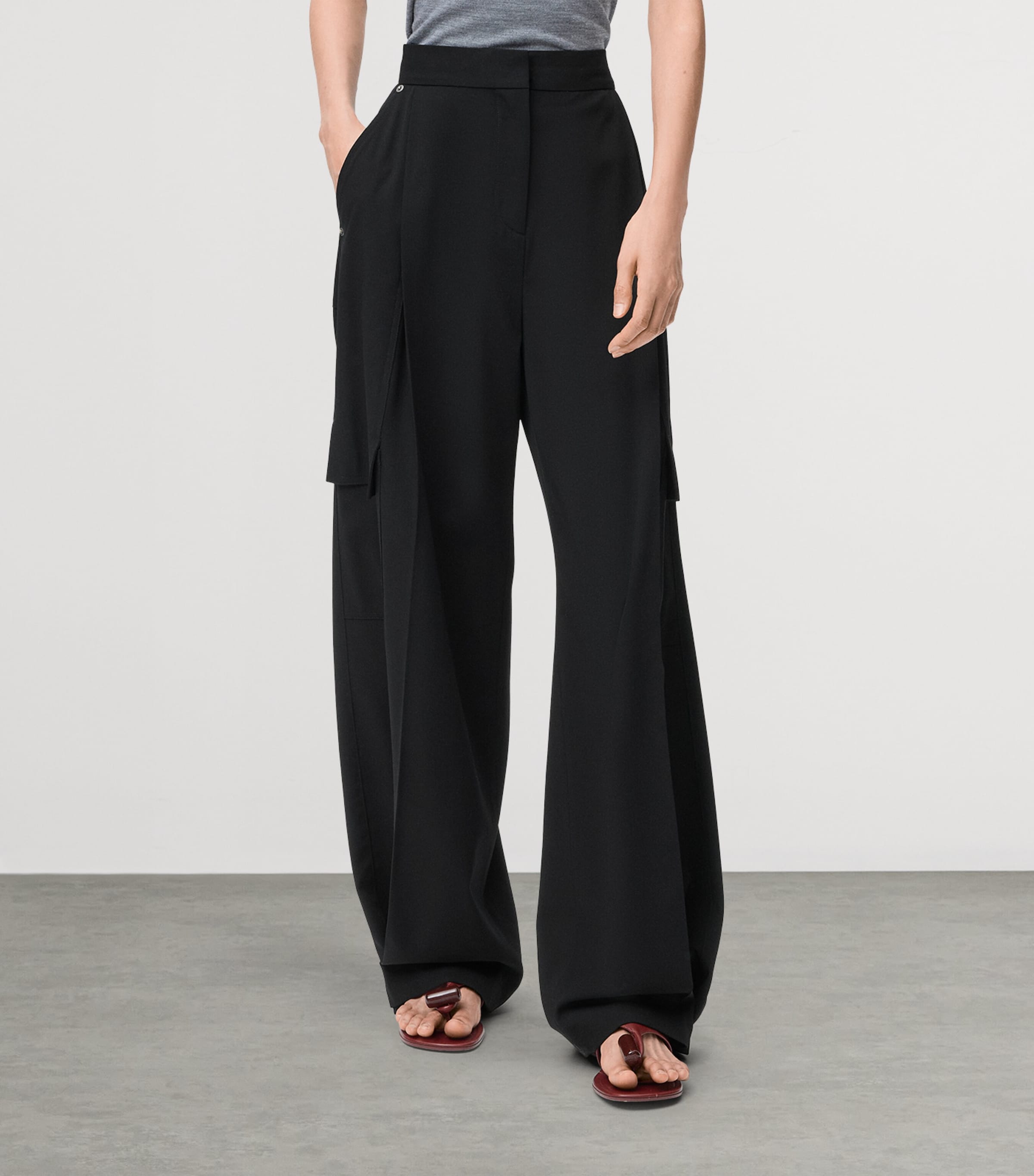 Wool-Blend Cargo Trousers BLACK Image 3