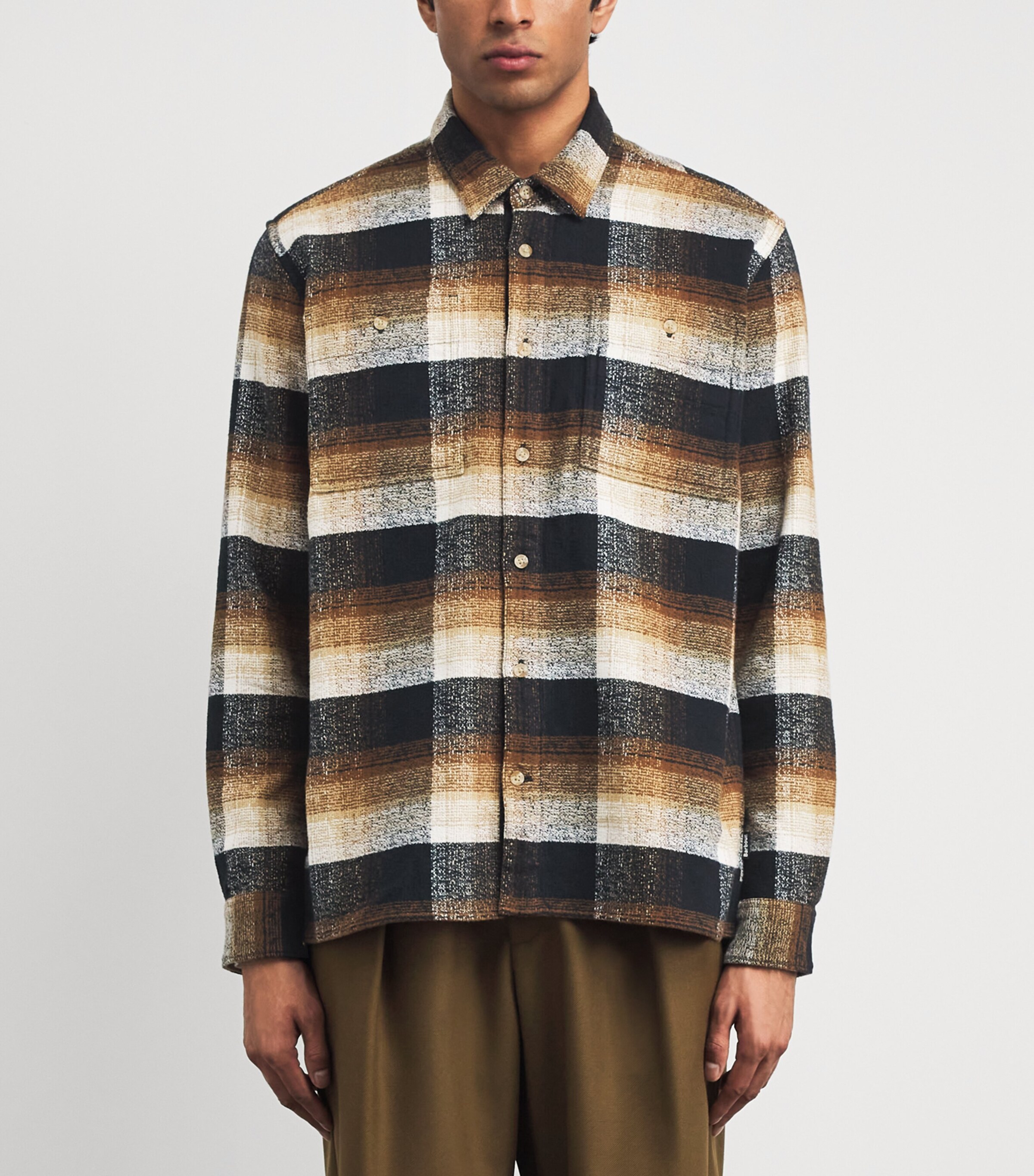 Barbour Mens Cotton Check Woodfoot Relaxed Shirt Black Image 4