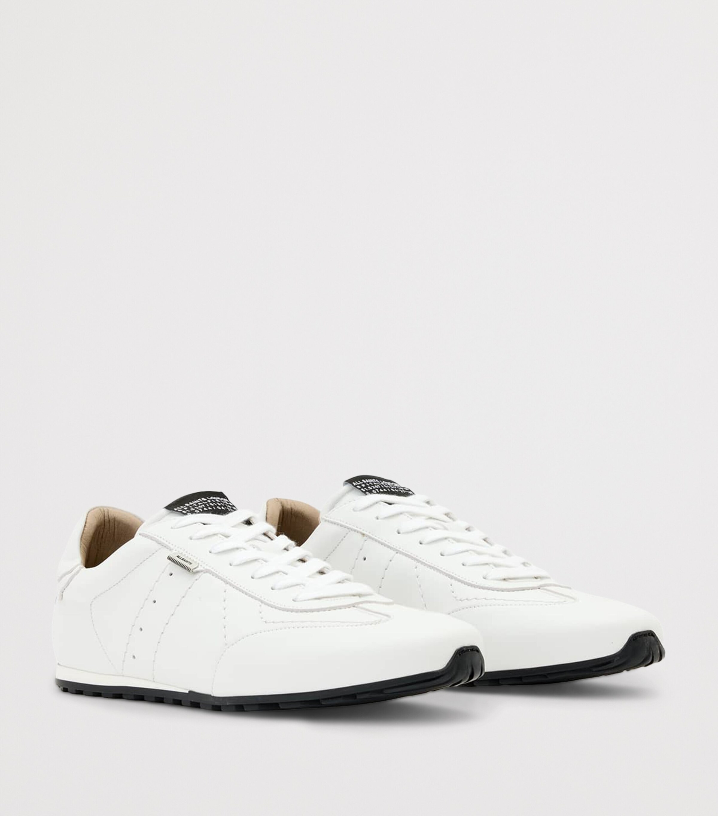 AllSaints Leather Liam Sneakers Triple White Image 4