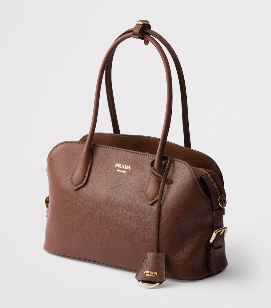 Prada Medium Leather Shoulder Bag Brown Image 3