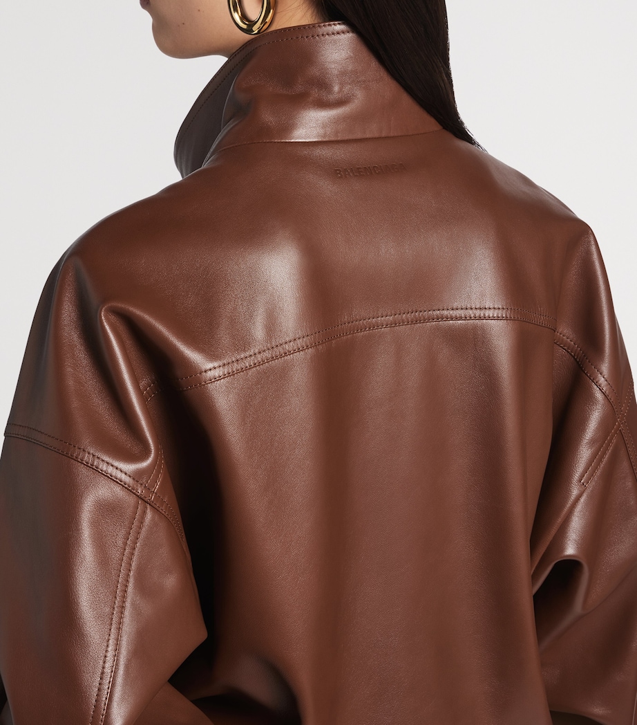Balenciaga Womens Oversized Cropped Leather Jacket Image 6