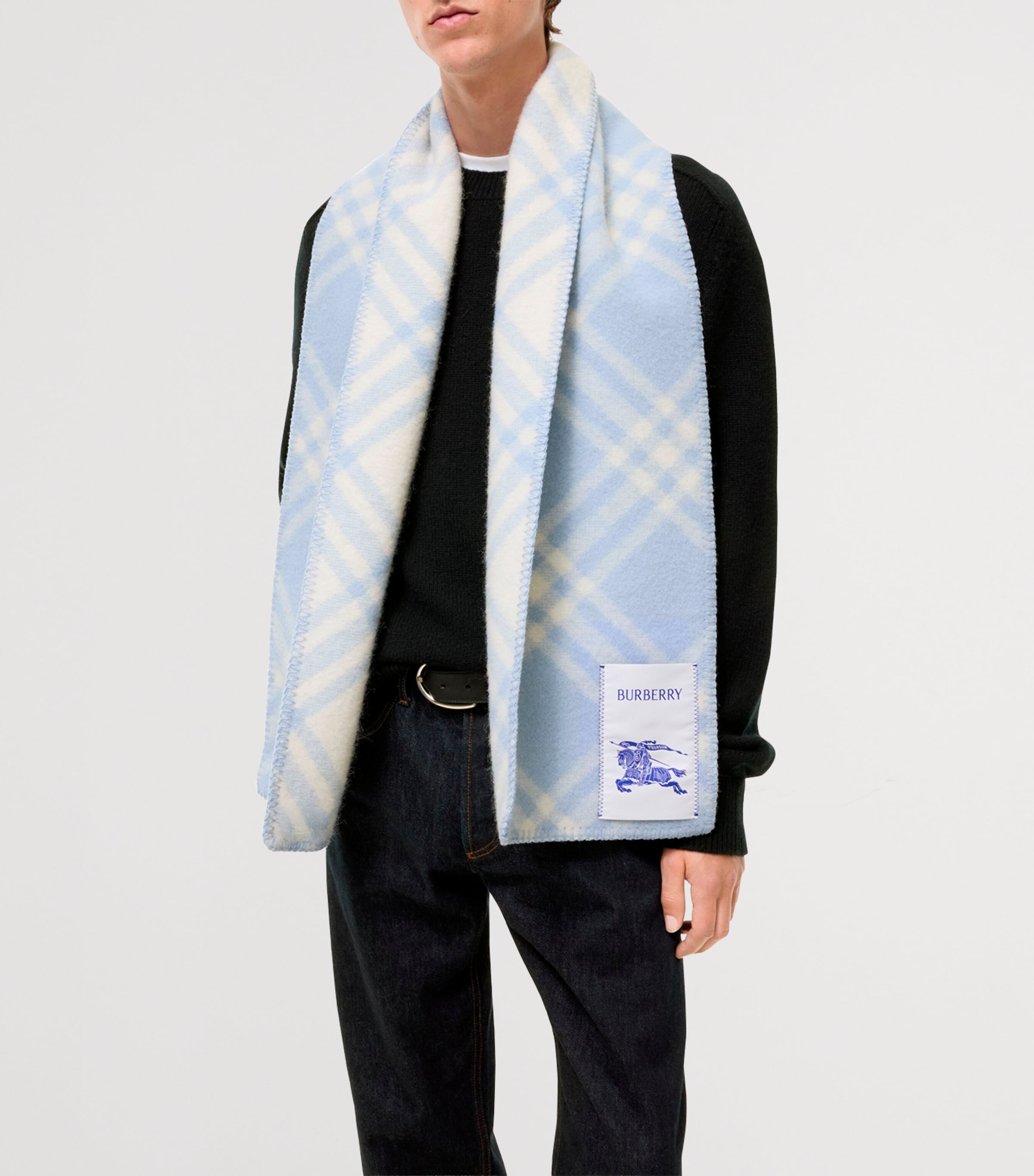 Burberry Wool Check Scarf Dive Blue Image 6