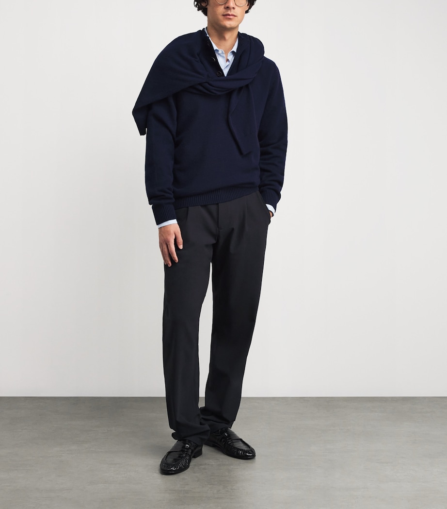 Cashmere Button-Down Sweater T&D NAVY Image 2
