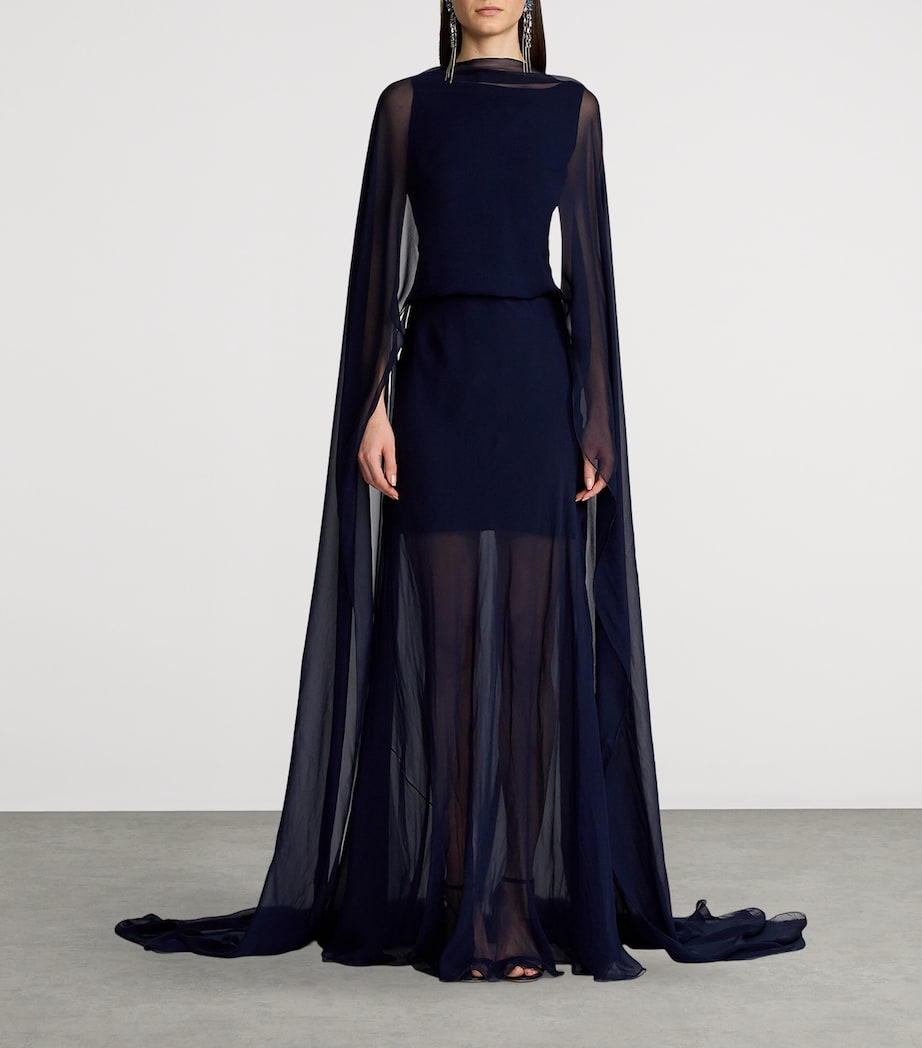 Silk Georgette Dylon Dress LUX NAVY Image 10