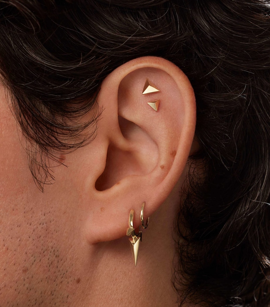 Rose Gold Faceted Triangle Threaded Stud Earring (7mm) ROSE GOLD Image 3