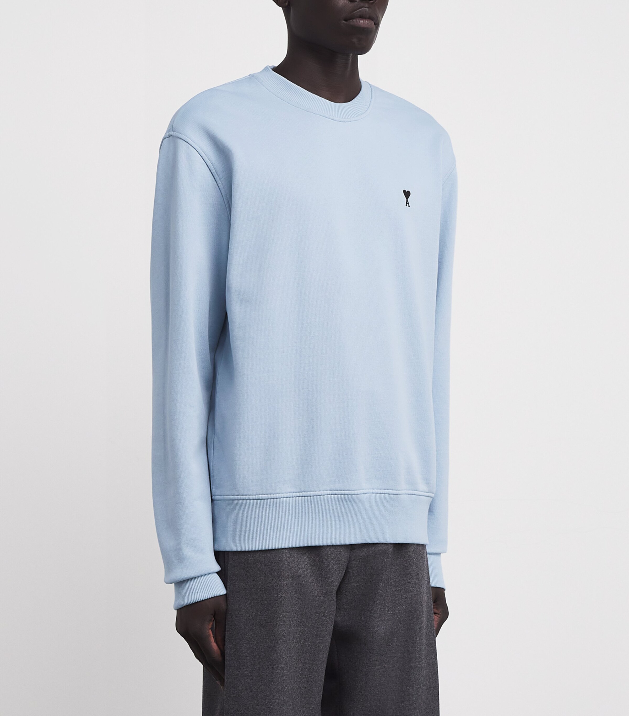 AMI Paris Mens Cotton Logo Sweatshirt Ciel Image 3