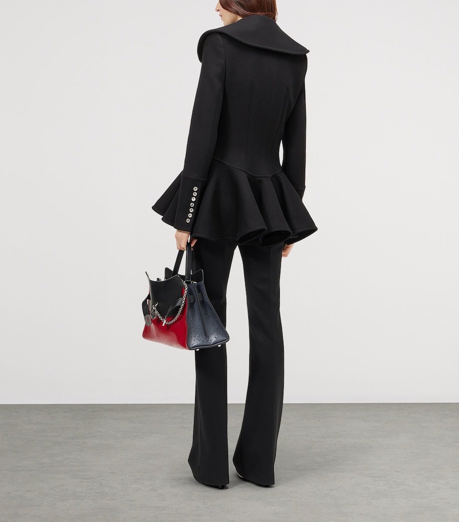 McQueen Womens Wool Waterfall-Collar Coat Image 3