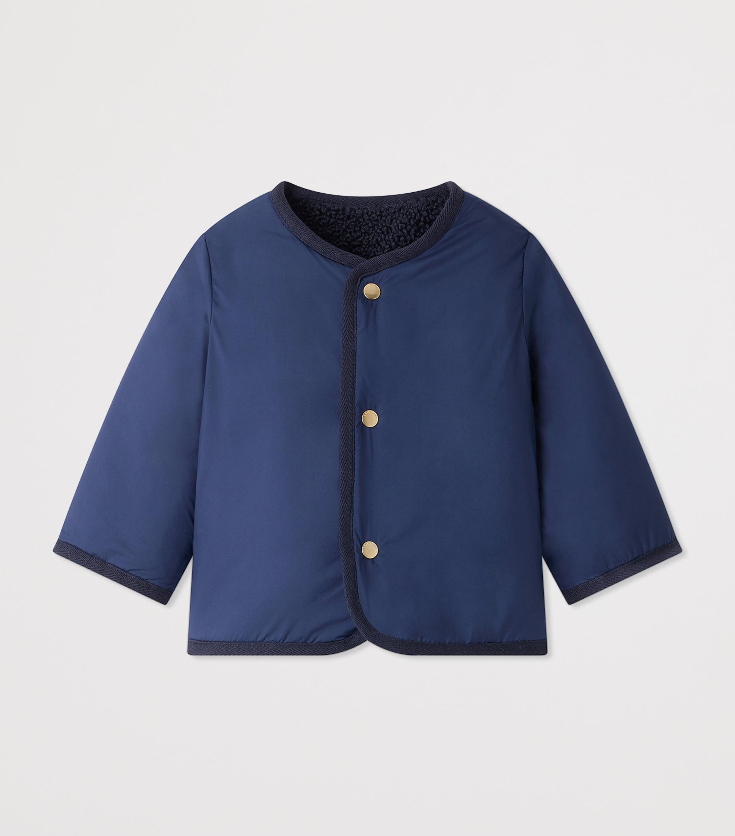 Bonpoint Reversible Faux Fur Jacket (6-18 Months) Marine Image 3