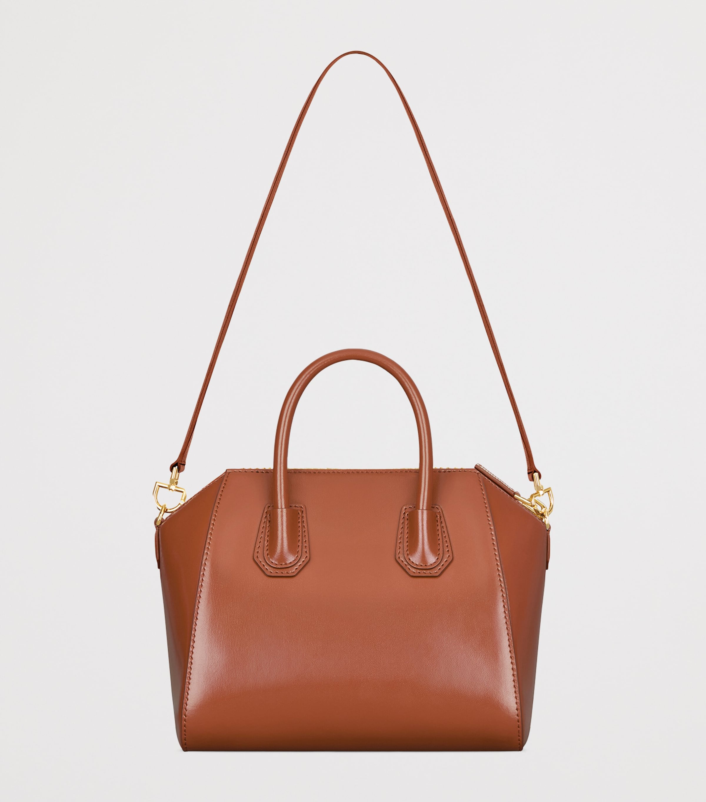 Small Leather Antigona Top-Handle Bag CARAMEL BROWN Image 3