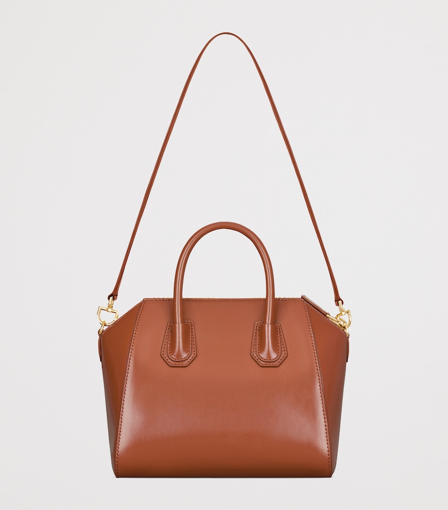 Small Leather Antigona Top-Handle Bag CARAMEL BROWN Image 3