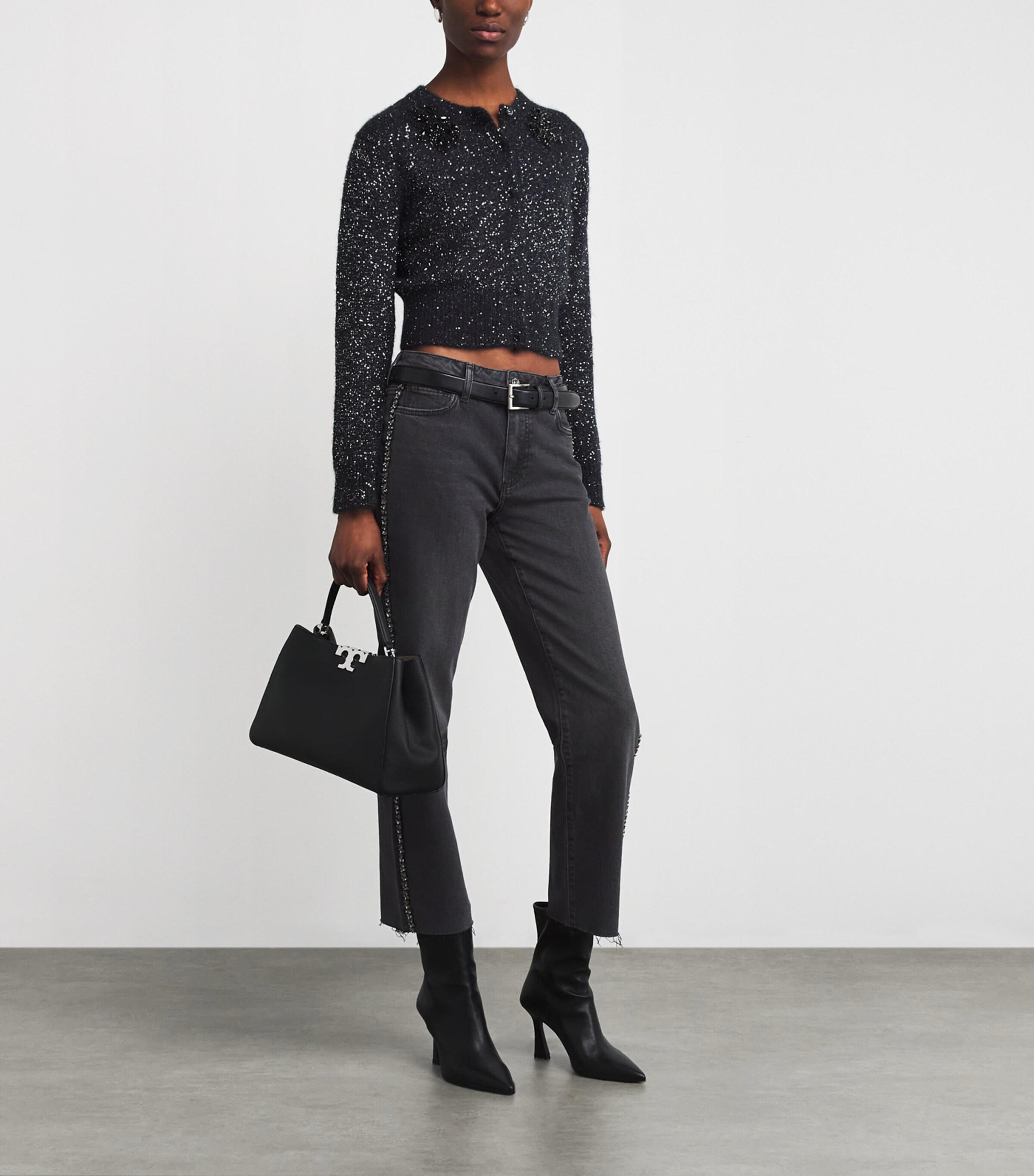 Embellished Mason Ankle Straight Jeans GLITZ BLACK EMB Image 2