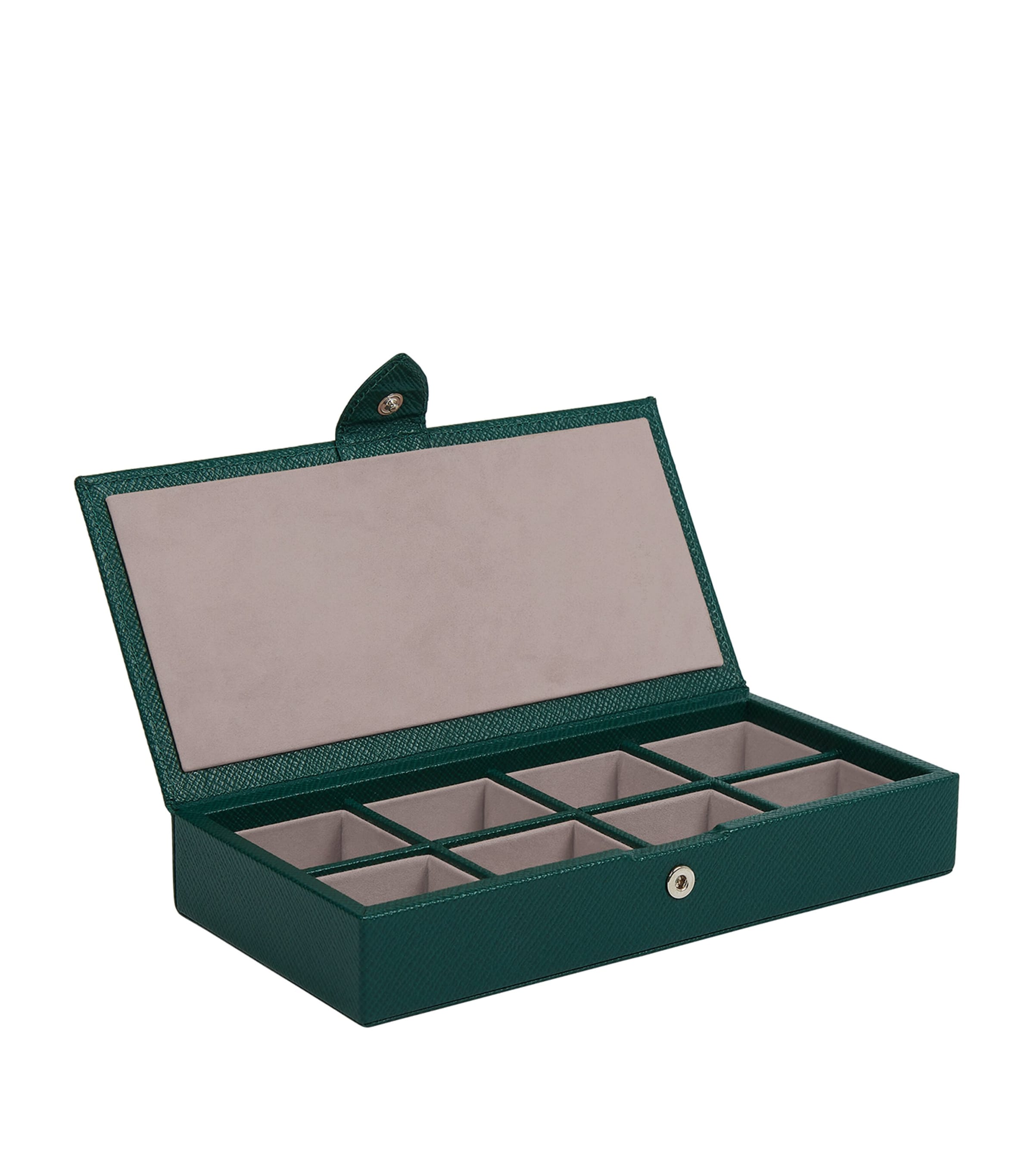 Leather Panama Cufflink Box FOREST GREEN Image 3