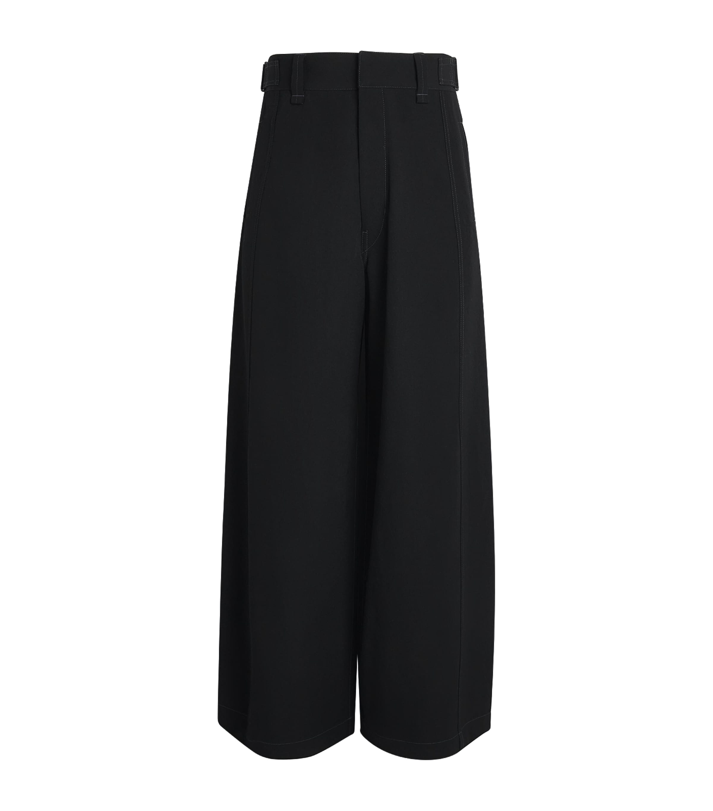 Lemaire Mens Wool Utility Wide-Leg Trousers Black Image 1