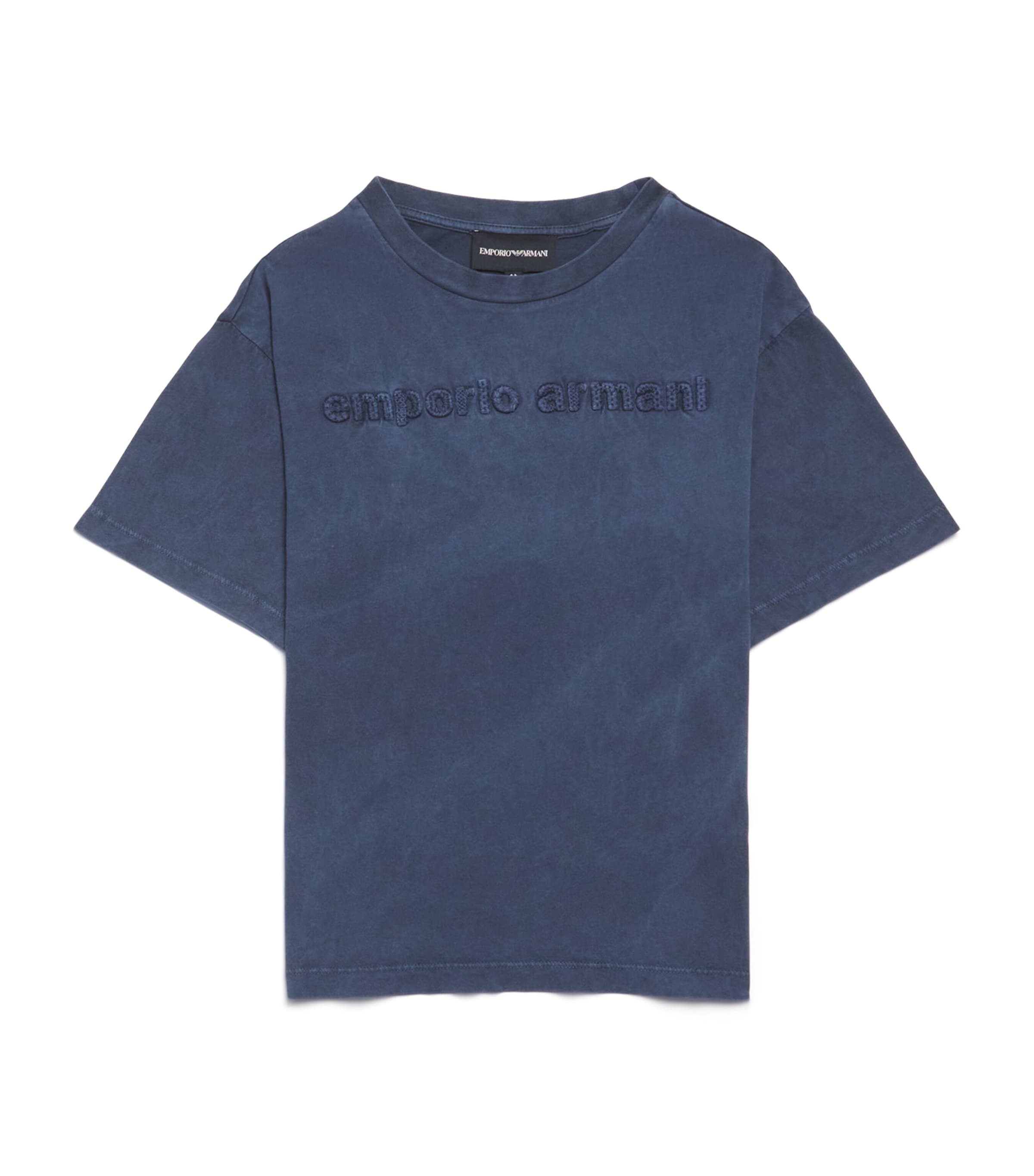 Emporio Armani Cotton Logo T-shirt In Blue