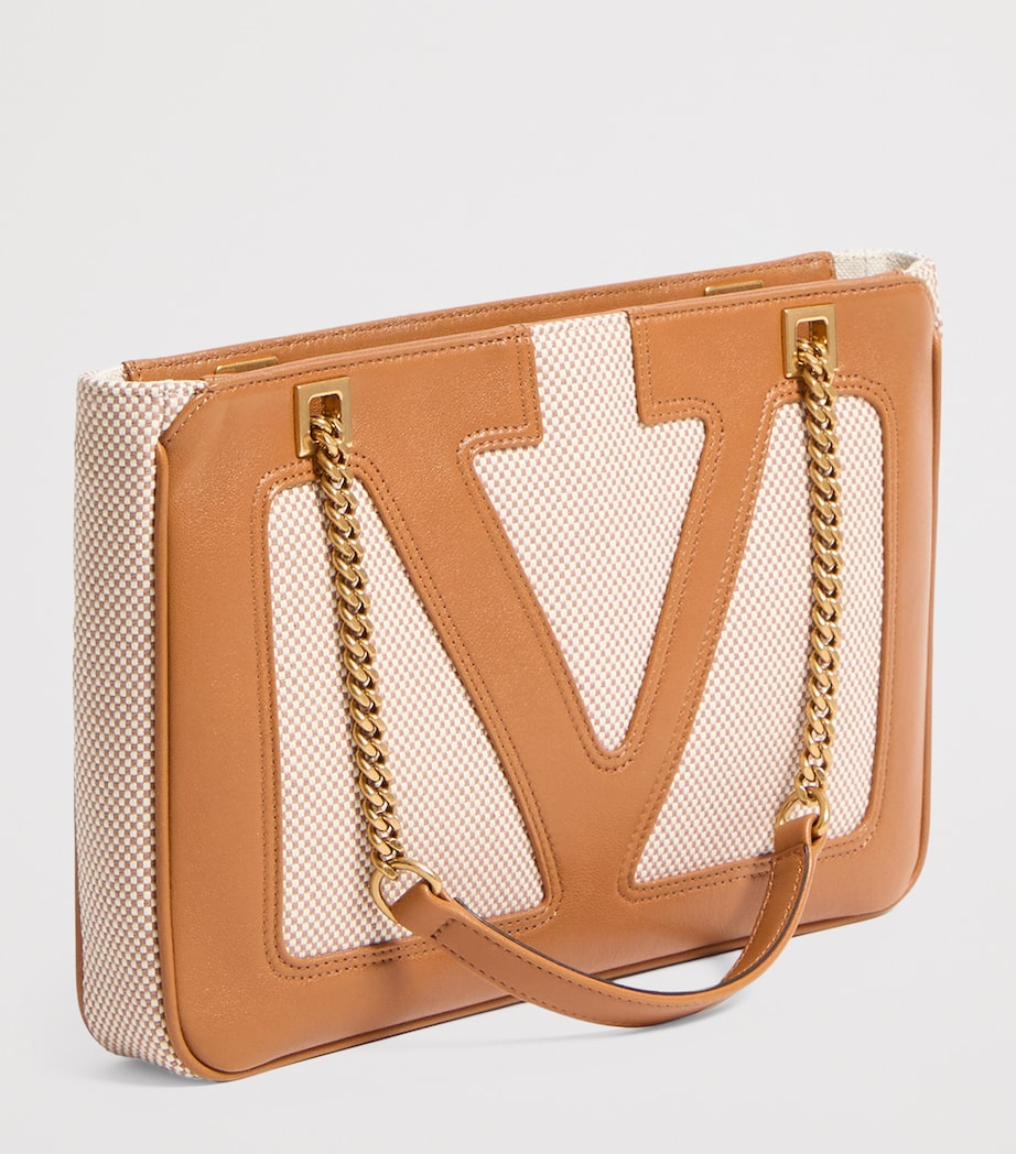 Small Canvas and Leather Viva Superstar Tote Bag 9QR Image 4