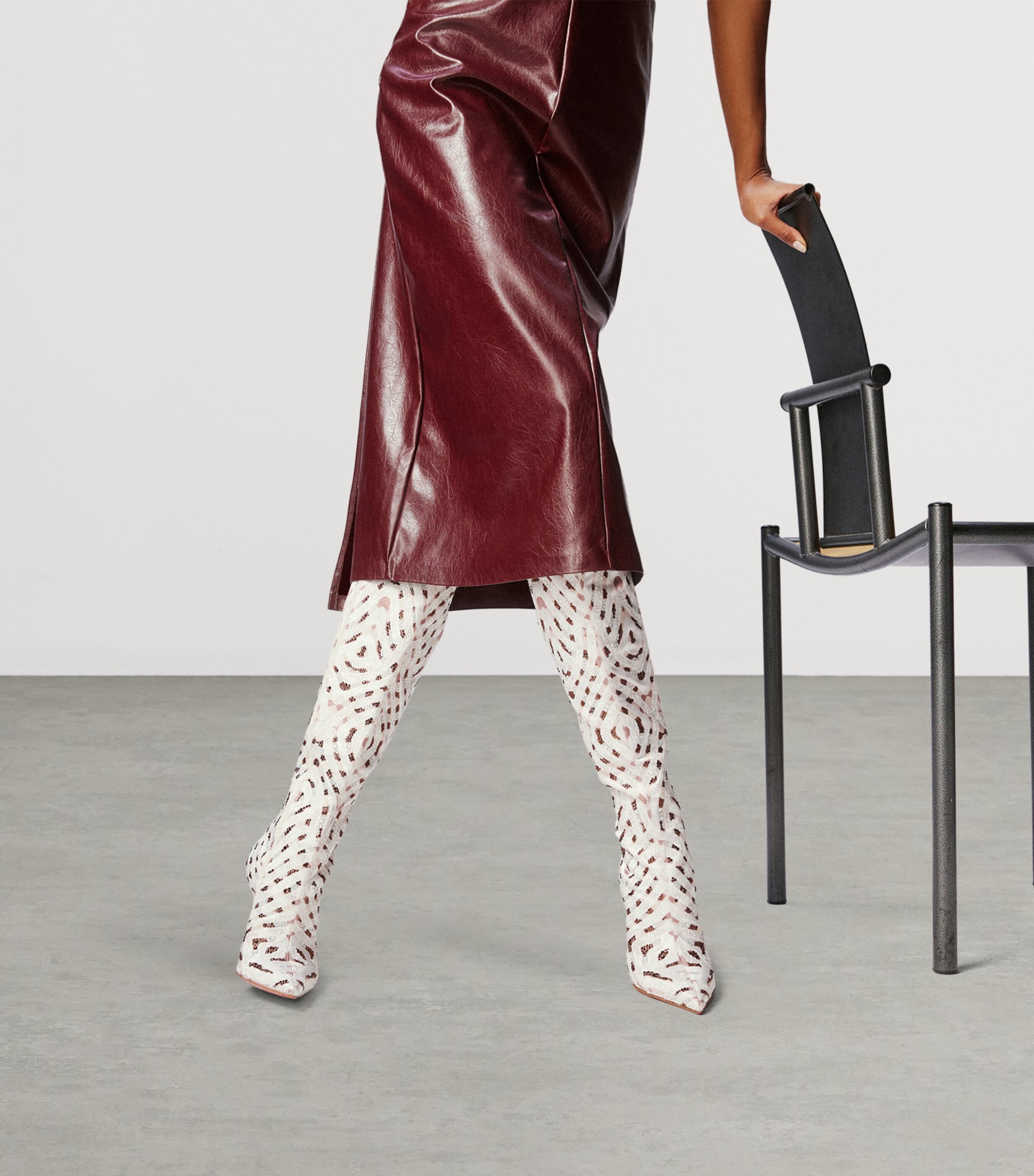Christian Louboutin Miss Z Silk Embellished Knee-high Boots 100 In White