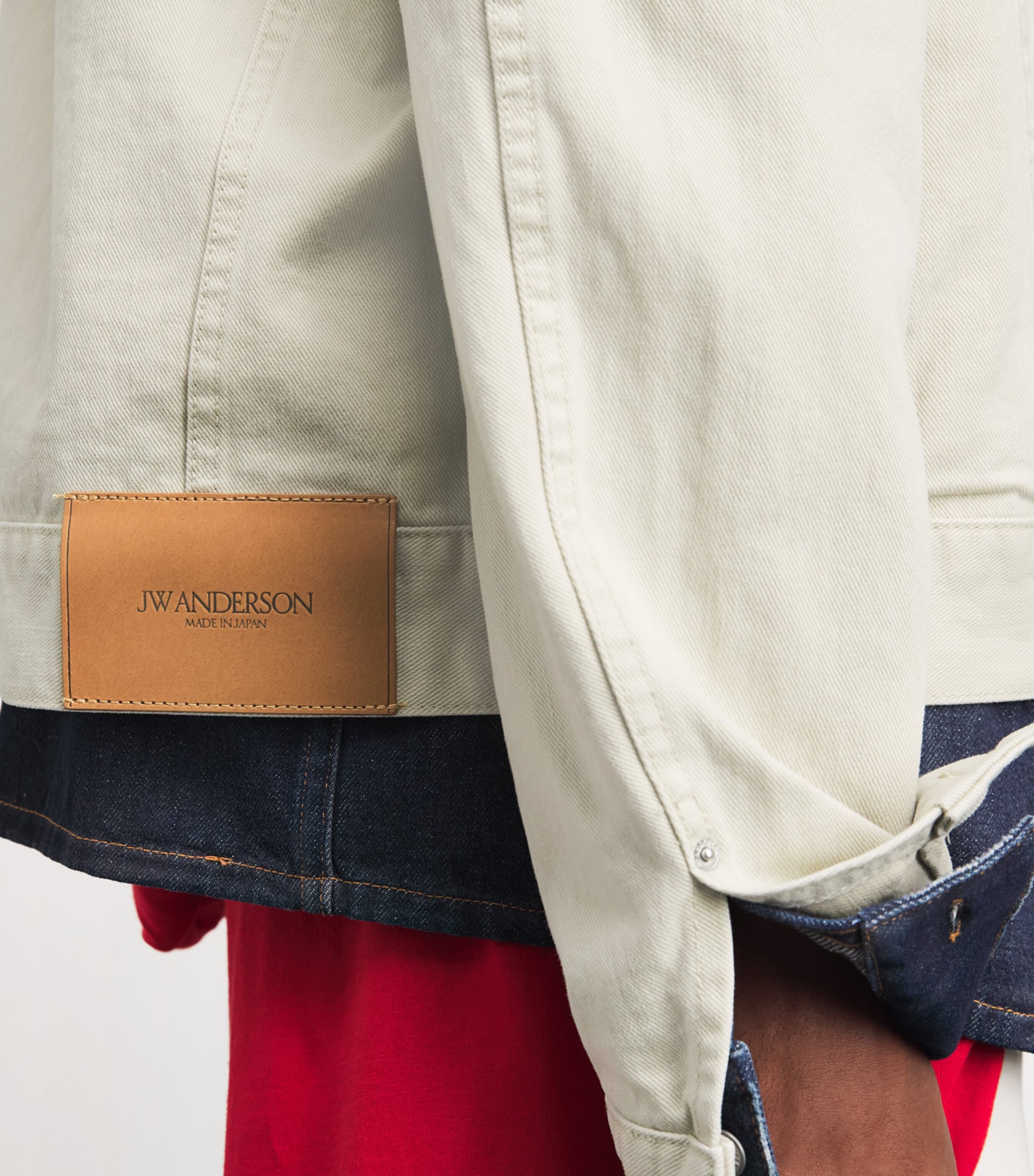 JW Anderson Mens Corduroy-Collar Denim Jacket Ecru Image 3