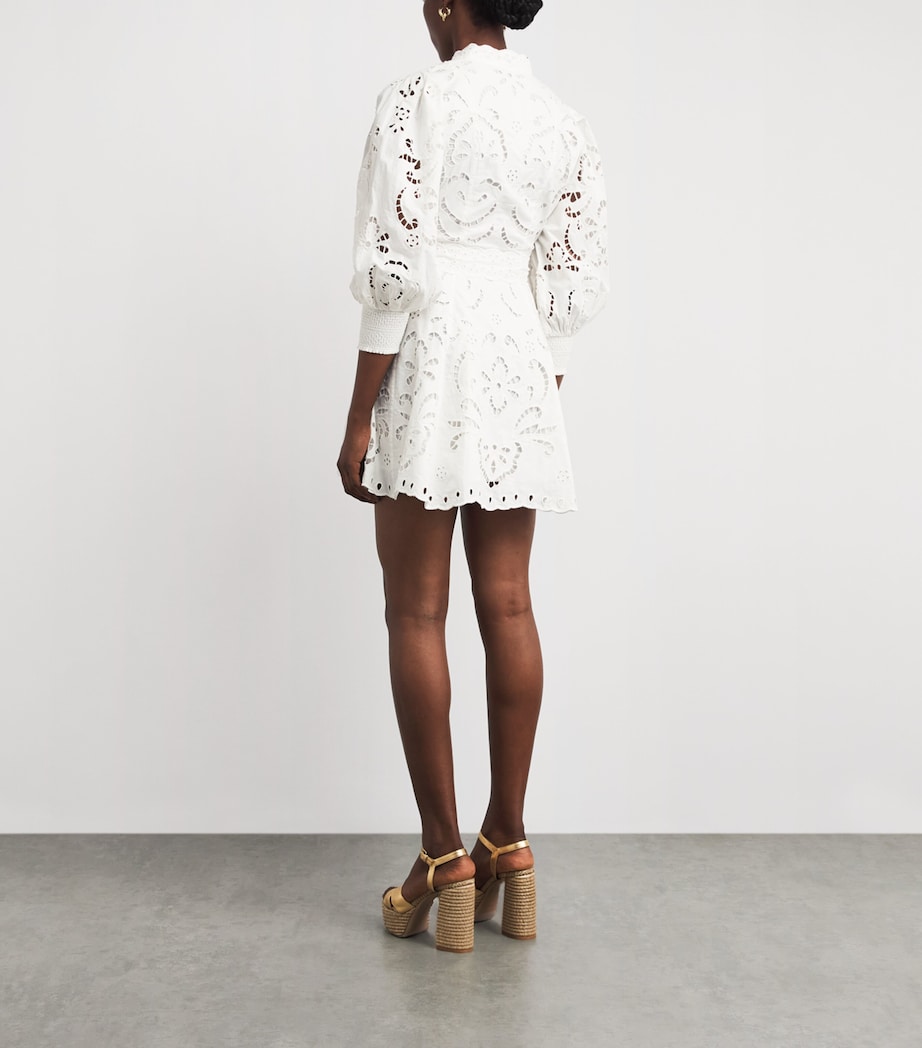 Alice+Olivia Womens Embroidered Lucy Mini Shirt Dress Eng Rose Off White Image 4