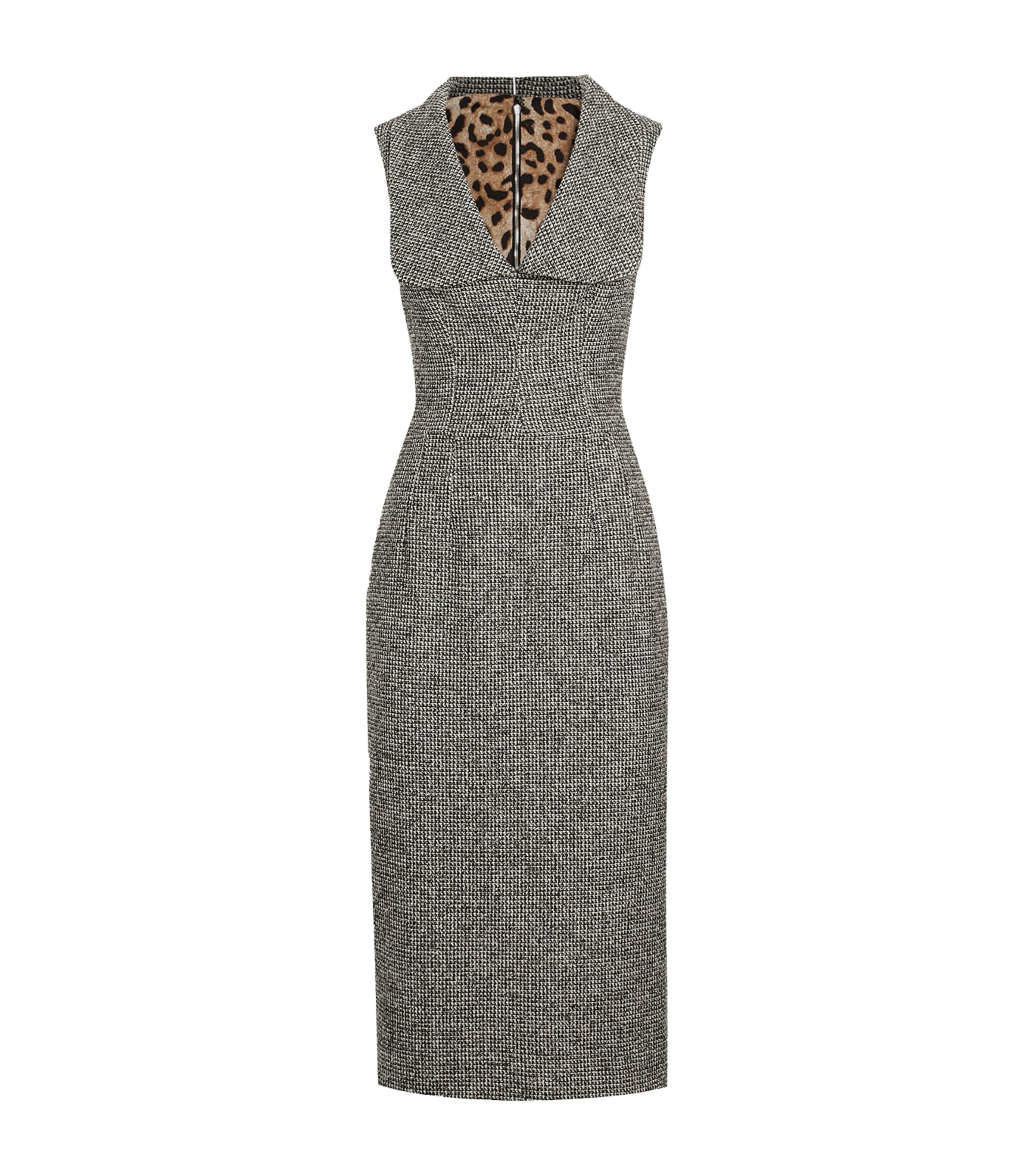 Dolce & Gabbana Wool Houndstooth Midi Dress