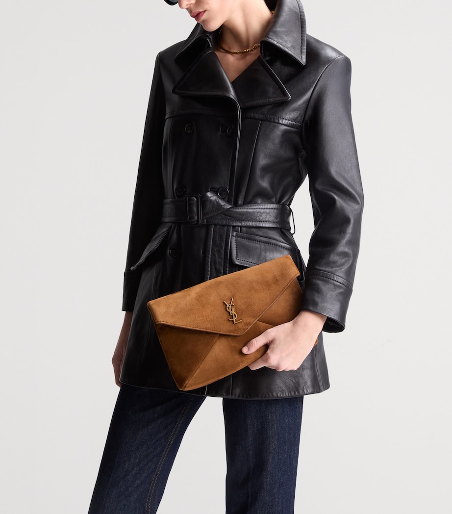 Saint Laurent Large Suede Cassandre Envelope Pouch Image 2