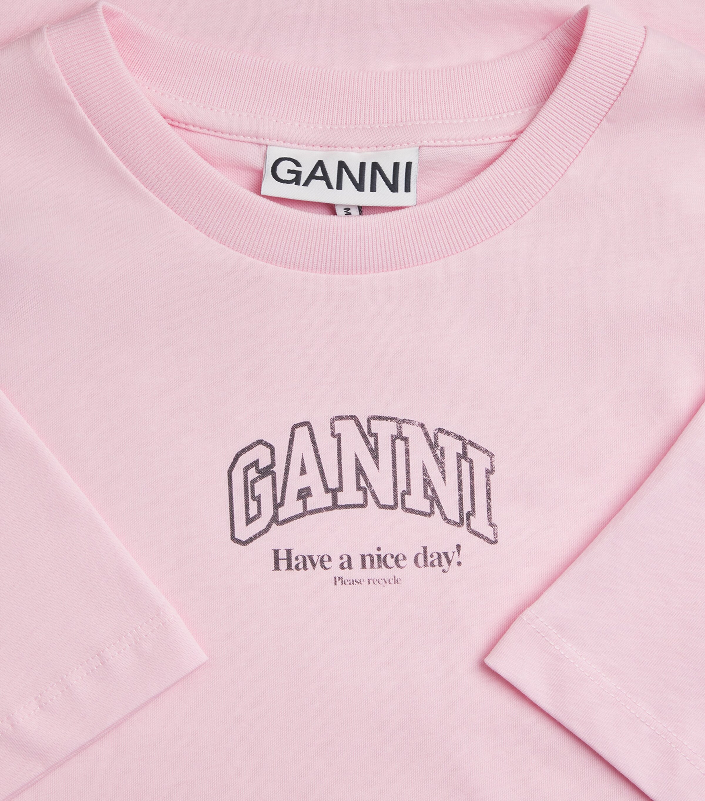 GANNI Womens Organic Cotton Logo T-Shirt Chalk Pink Image 6