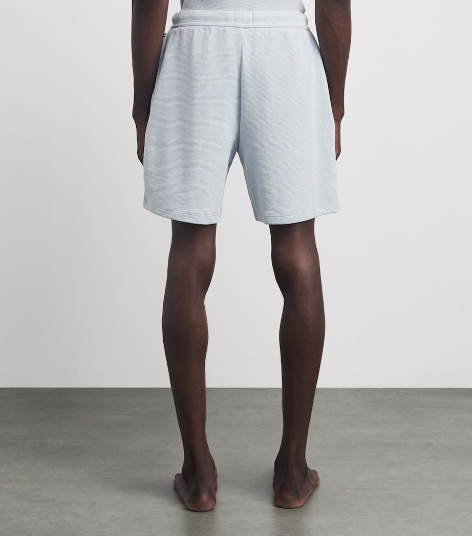 BOSS Mens Waffle-Knit Logo Shorts Open Blue Image 5