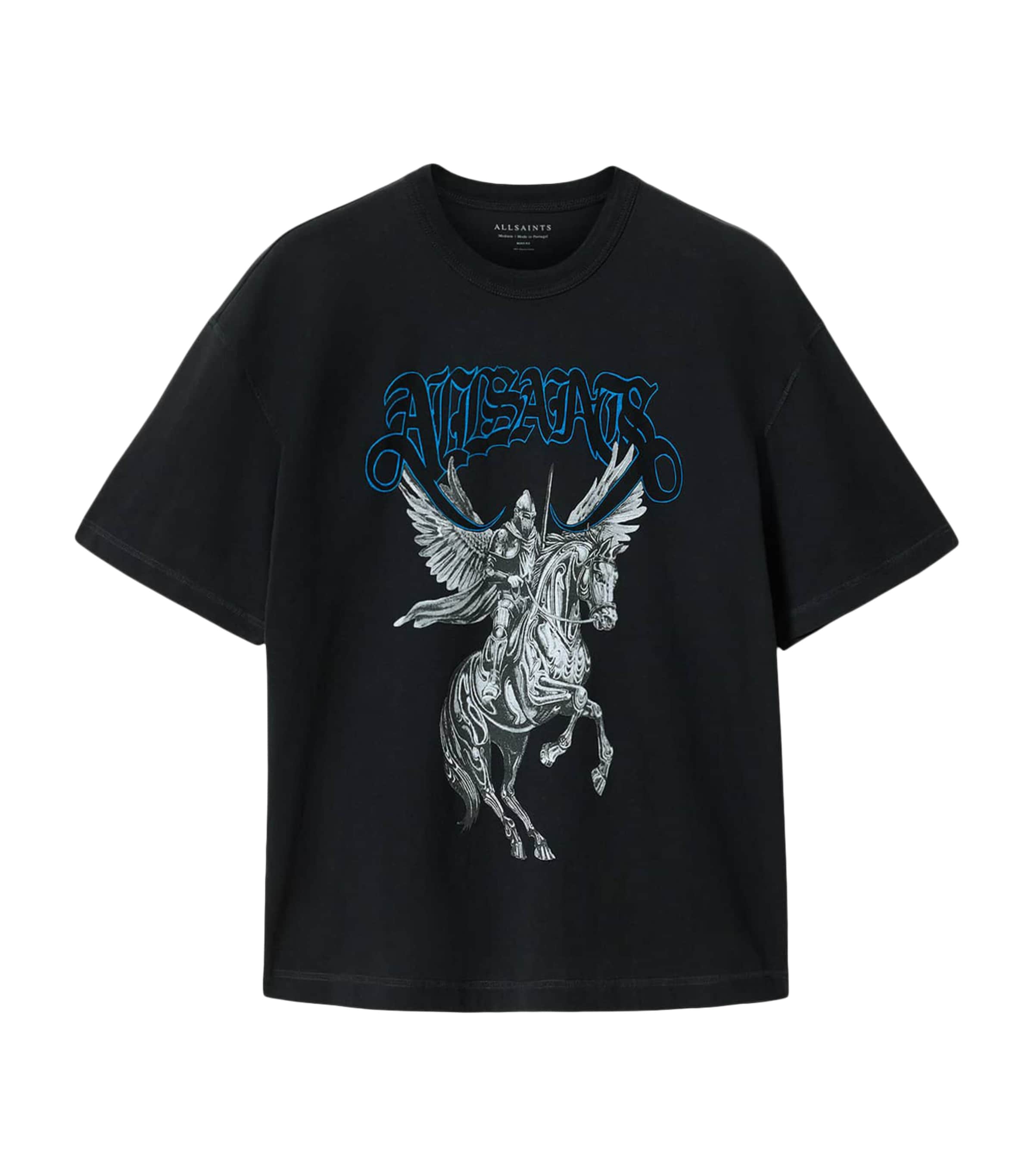 AllSaints Mens Seraph Graphic T-Shirt Washed Black Image 1