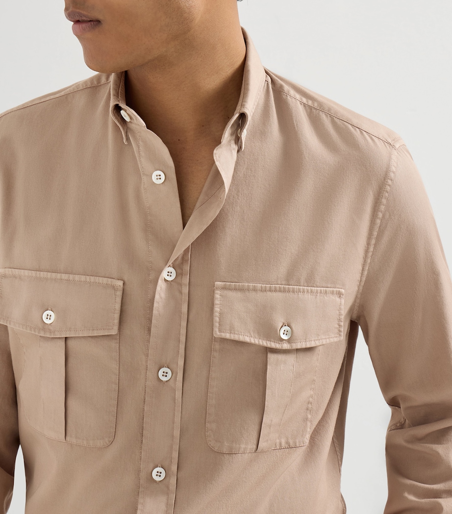 Brunello Cucinelli Mens Cotton Garment-Dyed Shirt Image 6