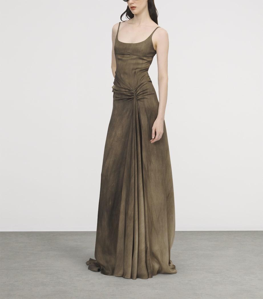 McQueen Womens Asymmetric Gathered Gown Image 3