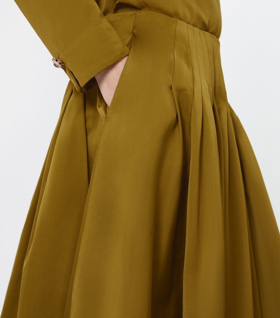Max Mara Womens Pleated Midi Skirt Mustard Image 5