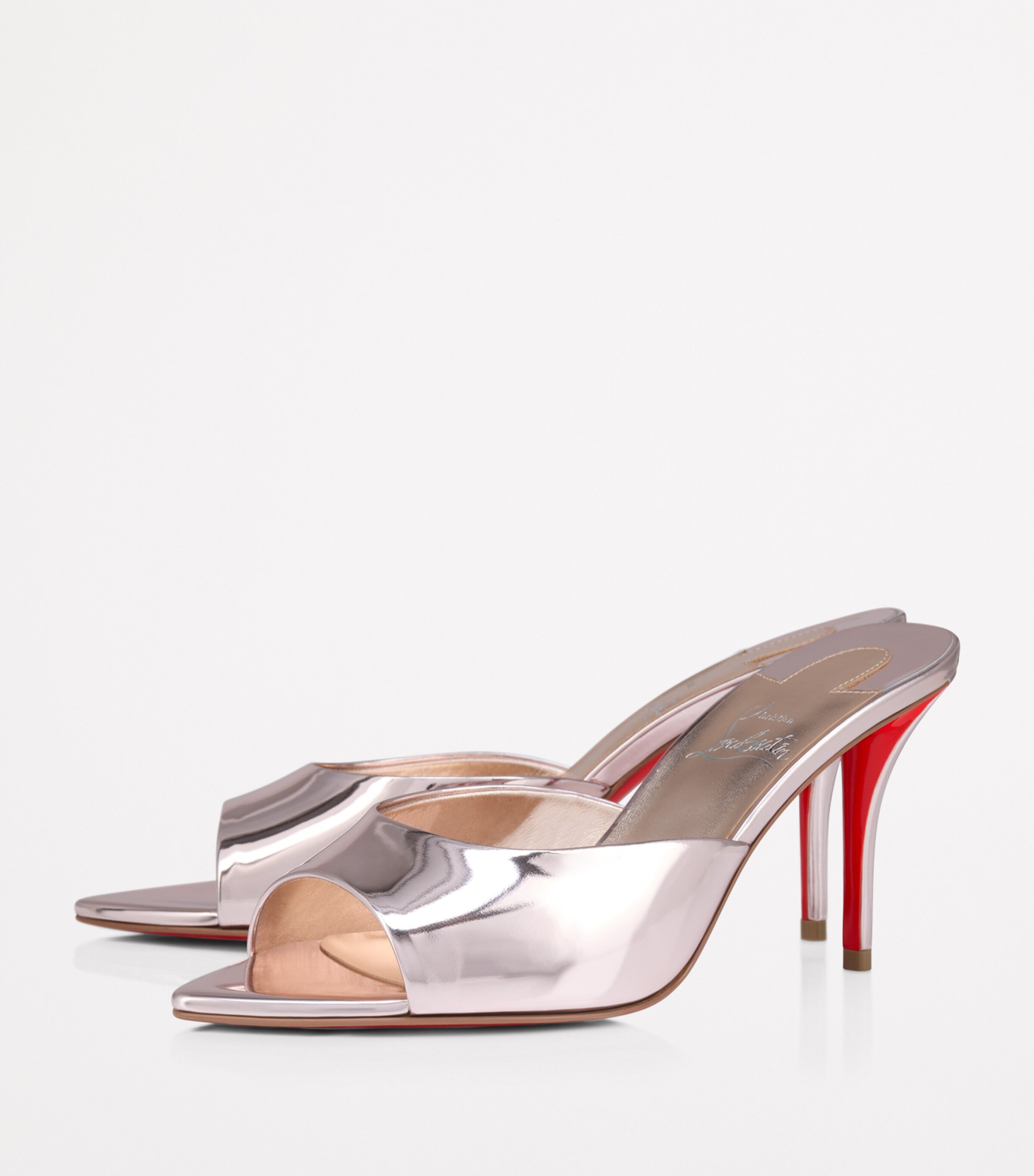 Christian Louboutin Pink Miss Z Metallic Calf Leather Mules 80
