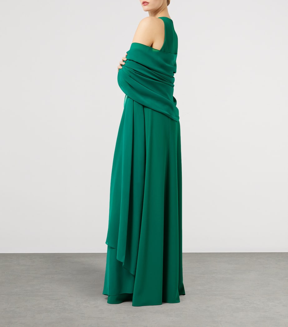 x Zuhair Murad Silk Georgette Scarf GREEN Image 2