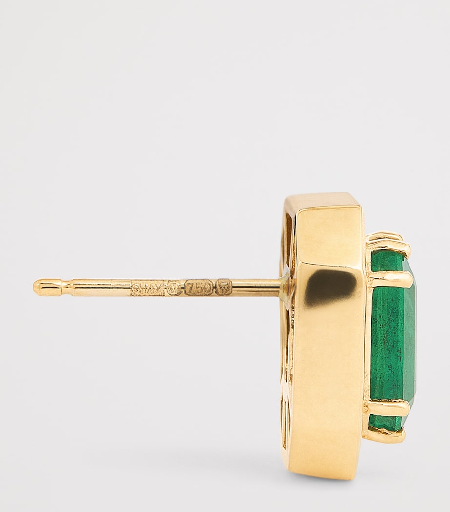 Yellow Gold, Diamond and Emerald Halo Earrings YELLOW GOLD Image 4