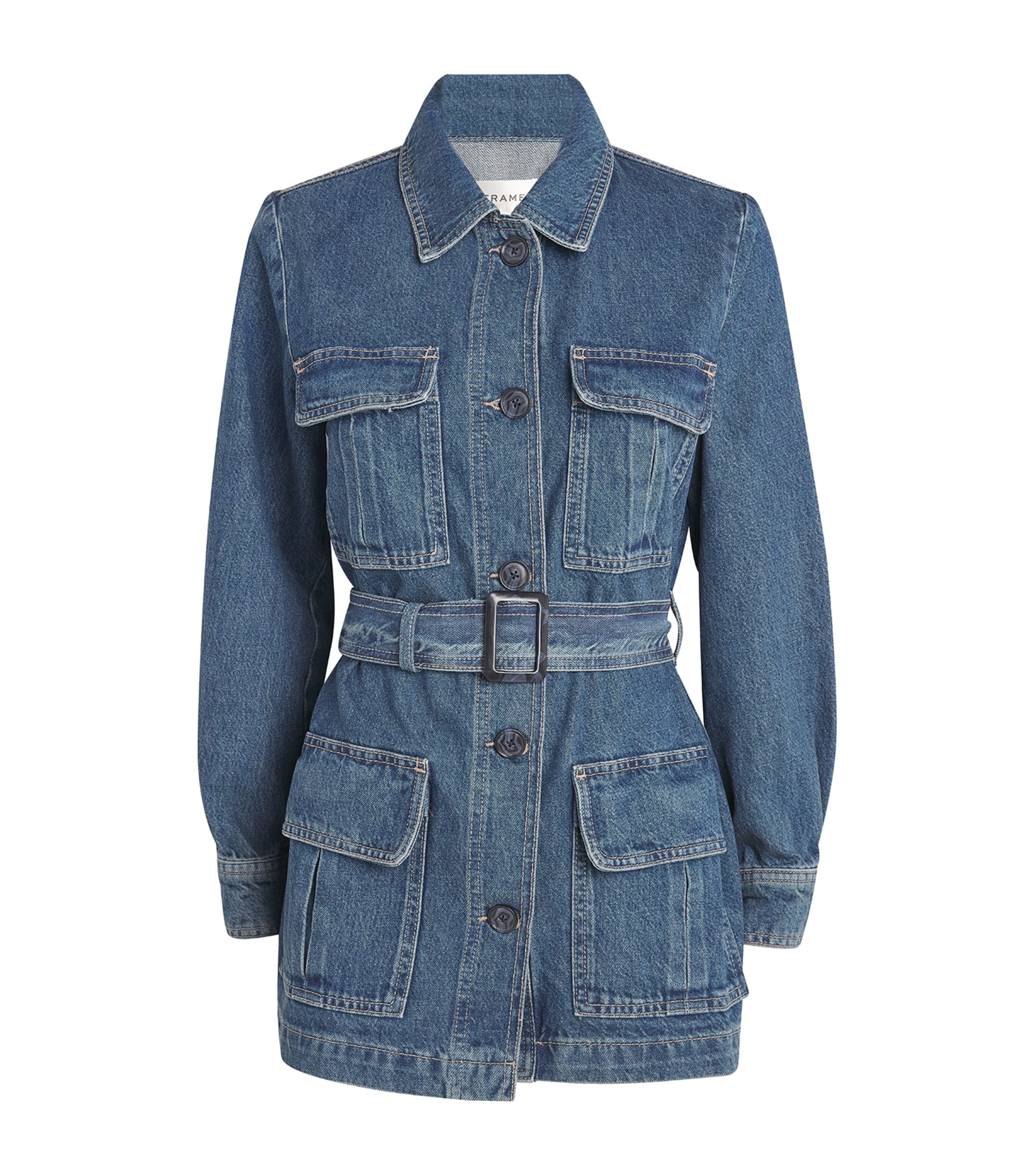 Frame Denim Safari Jacket In Blue