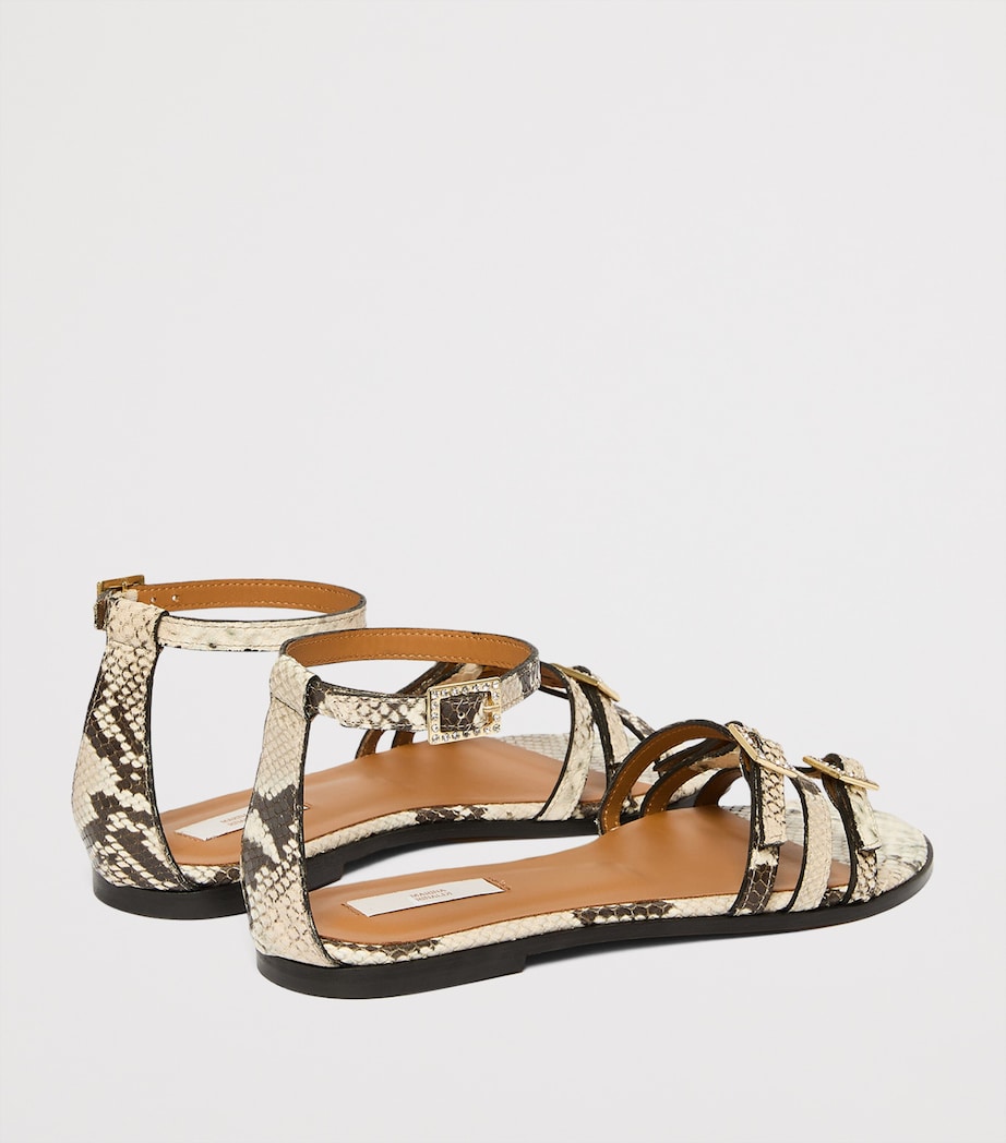 Marina Rinaldi Leather Snakeskin-Effect Sandals Stone Image 4