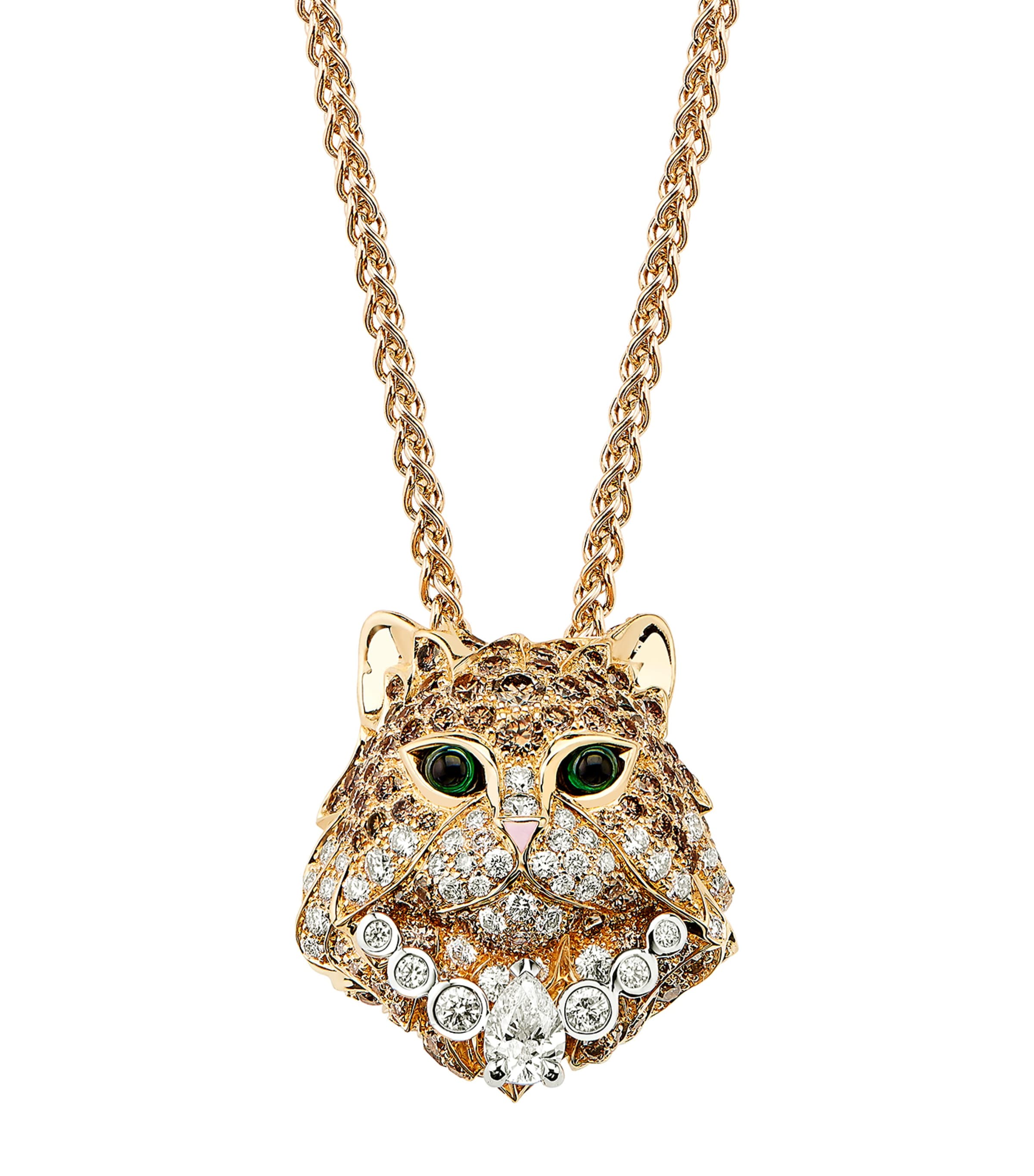 Yellow Gold, White Gold and Diamond Wladimir the Cat Necklace GOLD Image 3