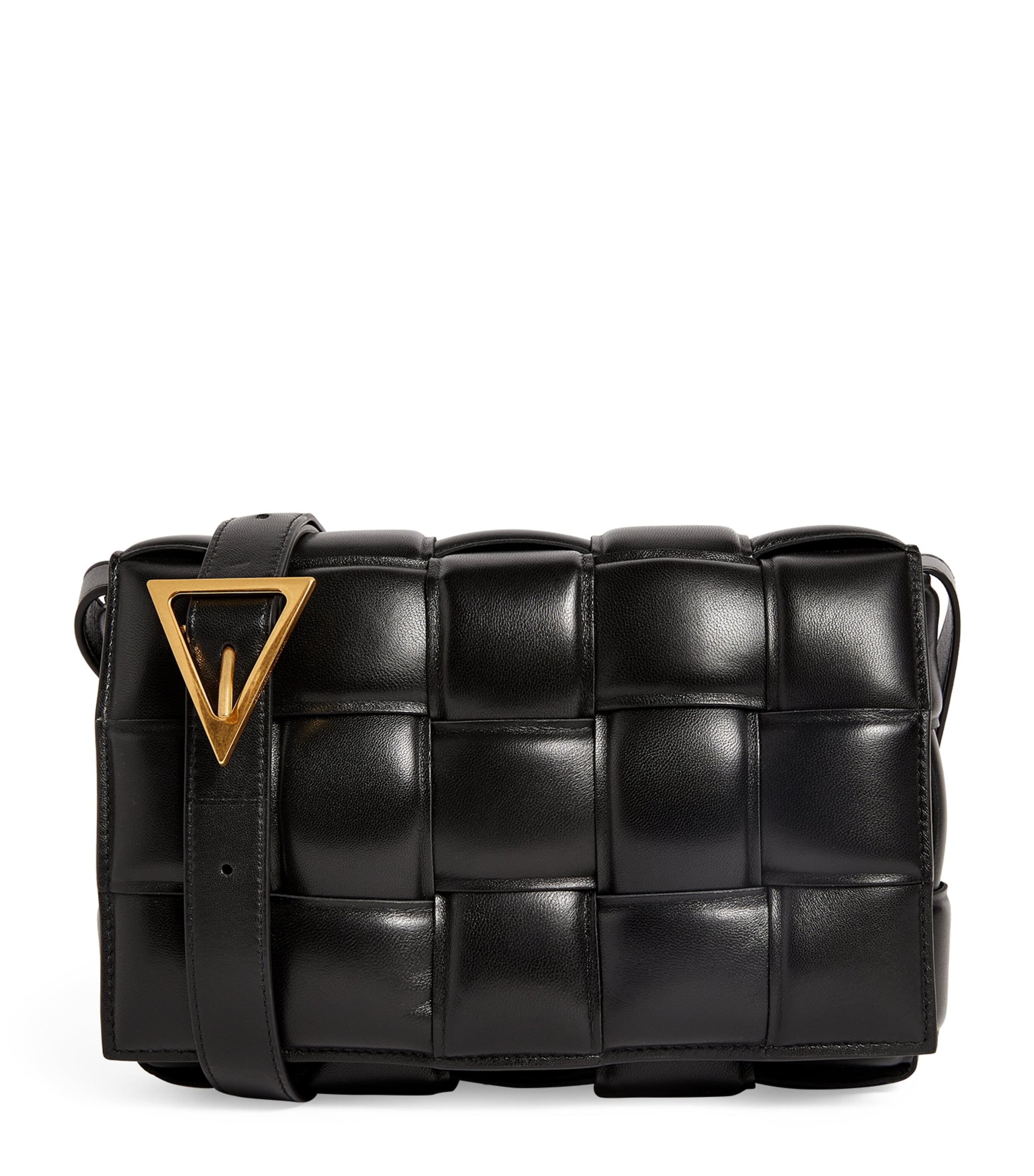 Shop Bottega Veneta Leather Padded Cassette Cross-body Bag In Gold