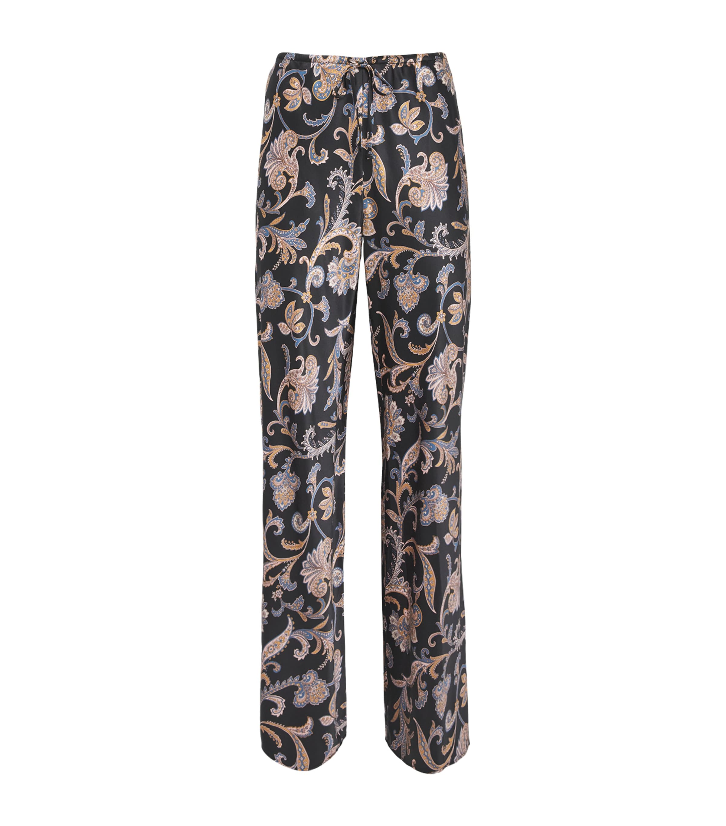 Veronica Beard Womens Silk-Blend Paisley Straight Trousers Black Multi Image 1