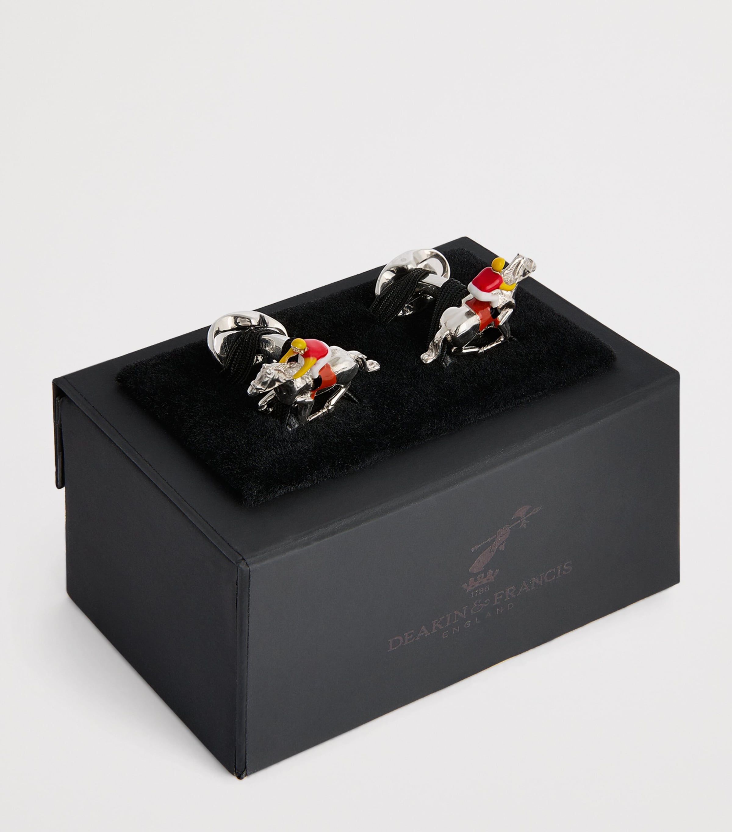Deakin & Francis Sterling Silver Horse and Jockey Cufflinks Silver Image 3