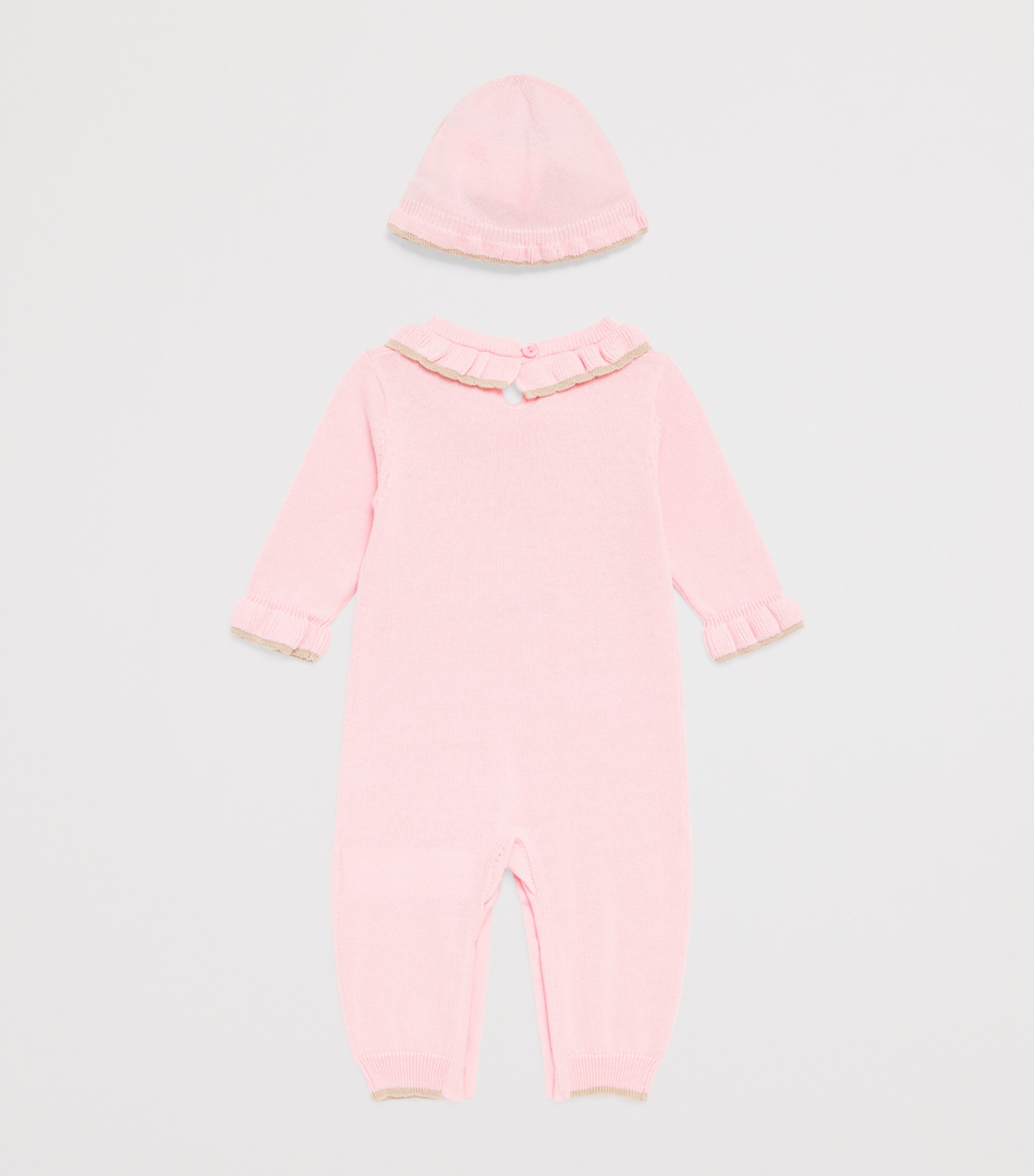 Monnalisa Knitted All-In-One and Hat Set (1-6 Months) Pink Fairytale Image 2