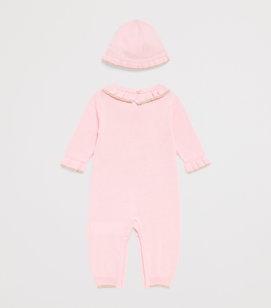 Monnalisa Knitted All-In-One and Hat Set (1-6 Months) Pink Fairytale Image 2