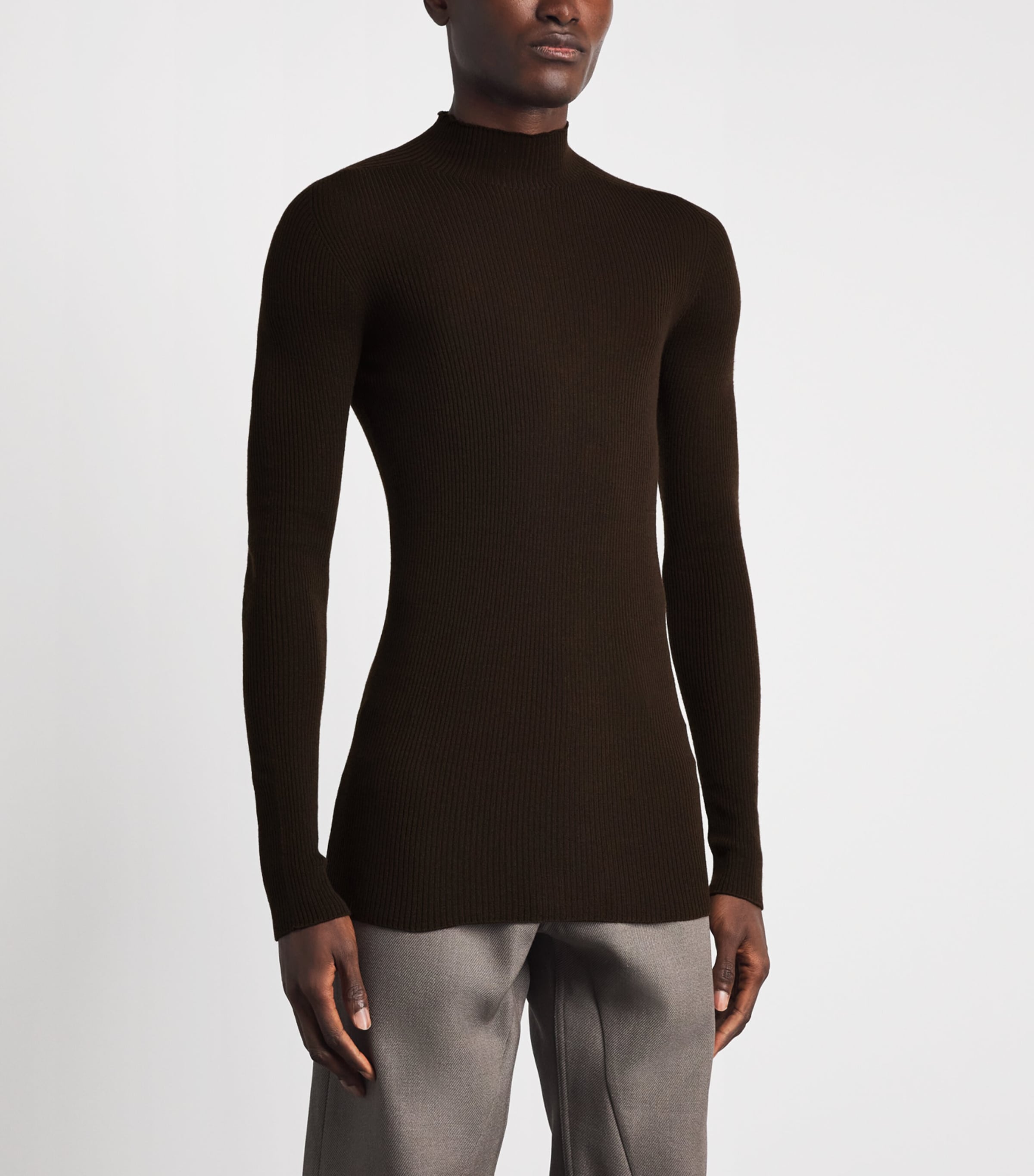 Rick Owens Mens Virgin Wool Lupetto Sweater Grease Image 4
