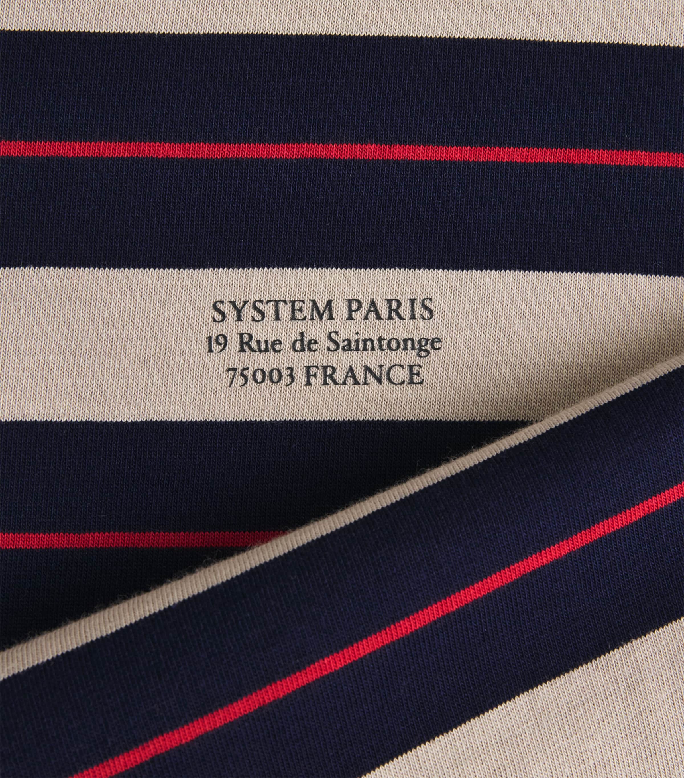 System Mens Cotton Stripe Logo T-Shirt Dark Navy Image 6